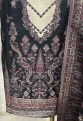 Black Elegant Fine silk Unstitched Suit