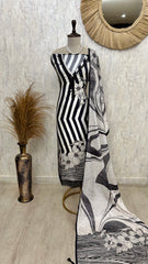 Printed Muslin Unstitched Suit Set With Pearl Work