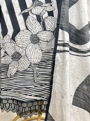 Printed Muslin Unstitched Suit Set With Pearl Work