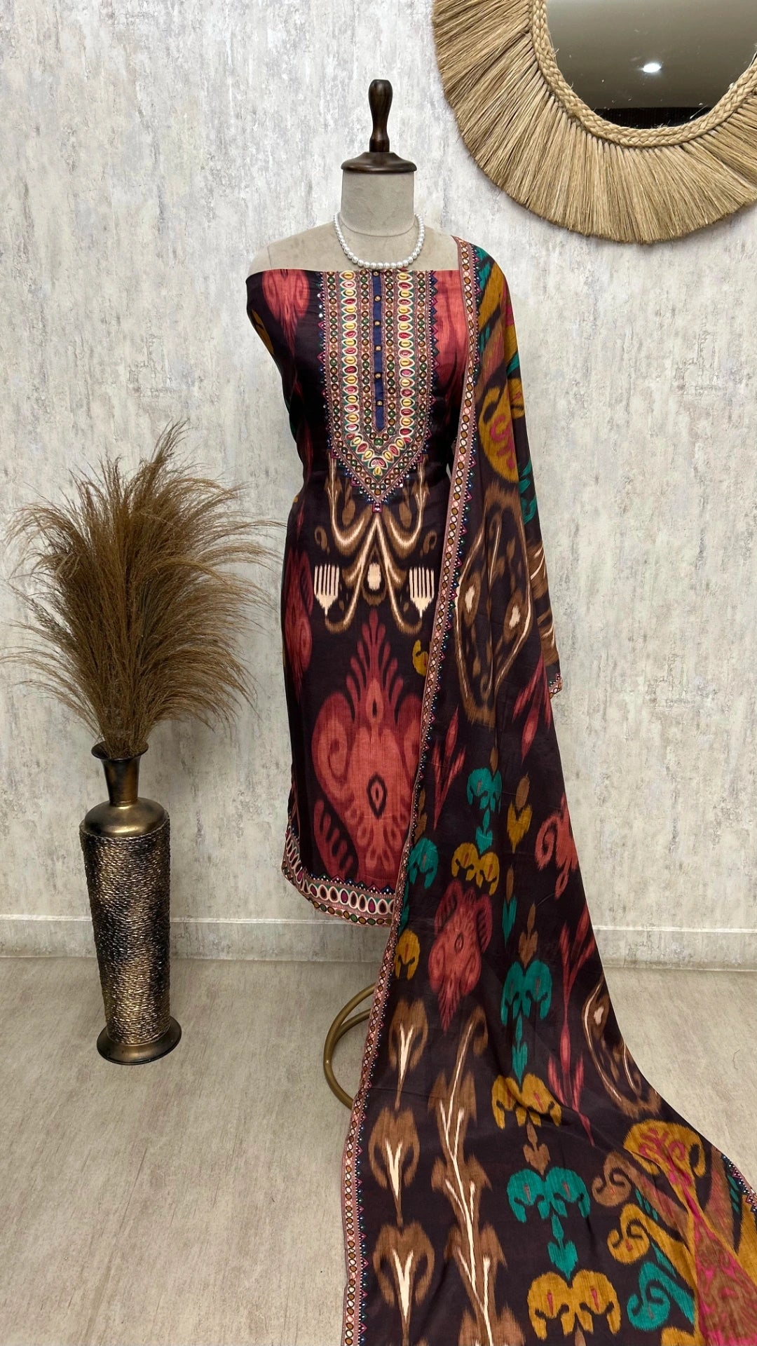 Batik Print Muslin Unstitched Suit Set