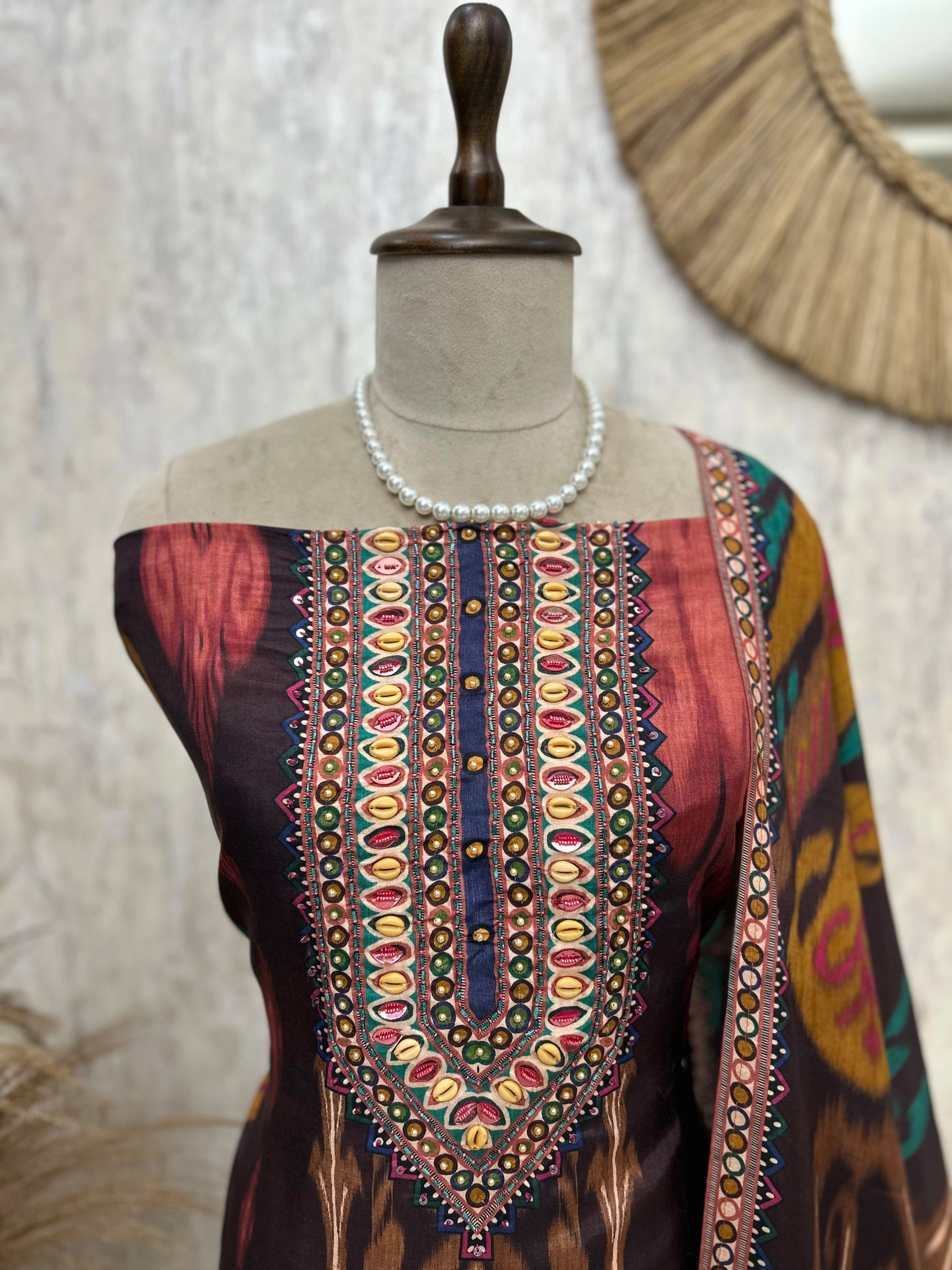 Batik Print Muslin Unstitched Suit Set