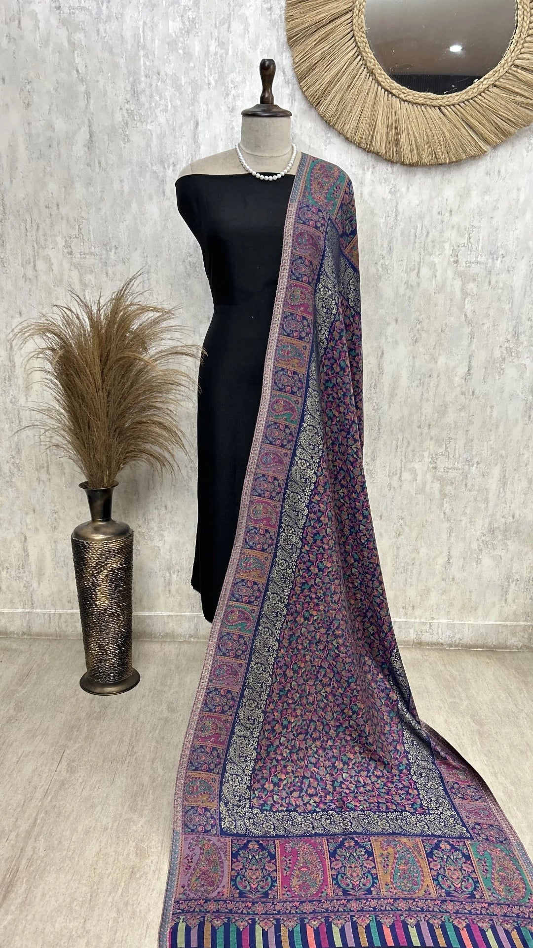 Non Reversible Semi Pashmina Unisex Stole With Curated Box Packaging
