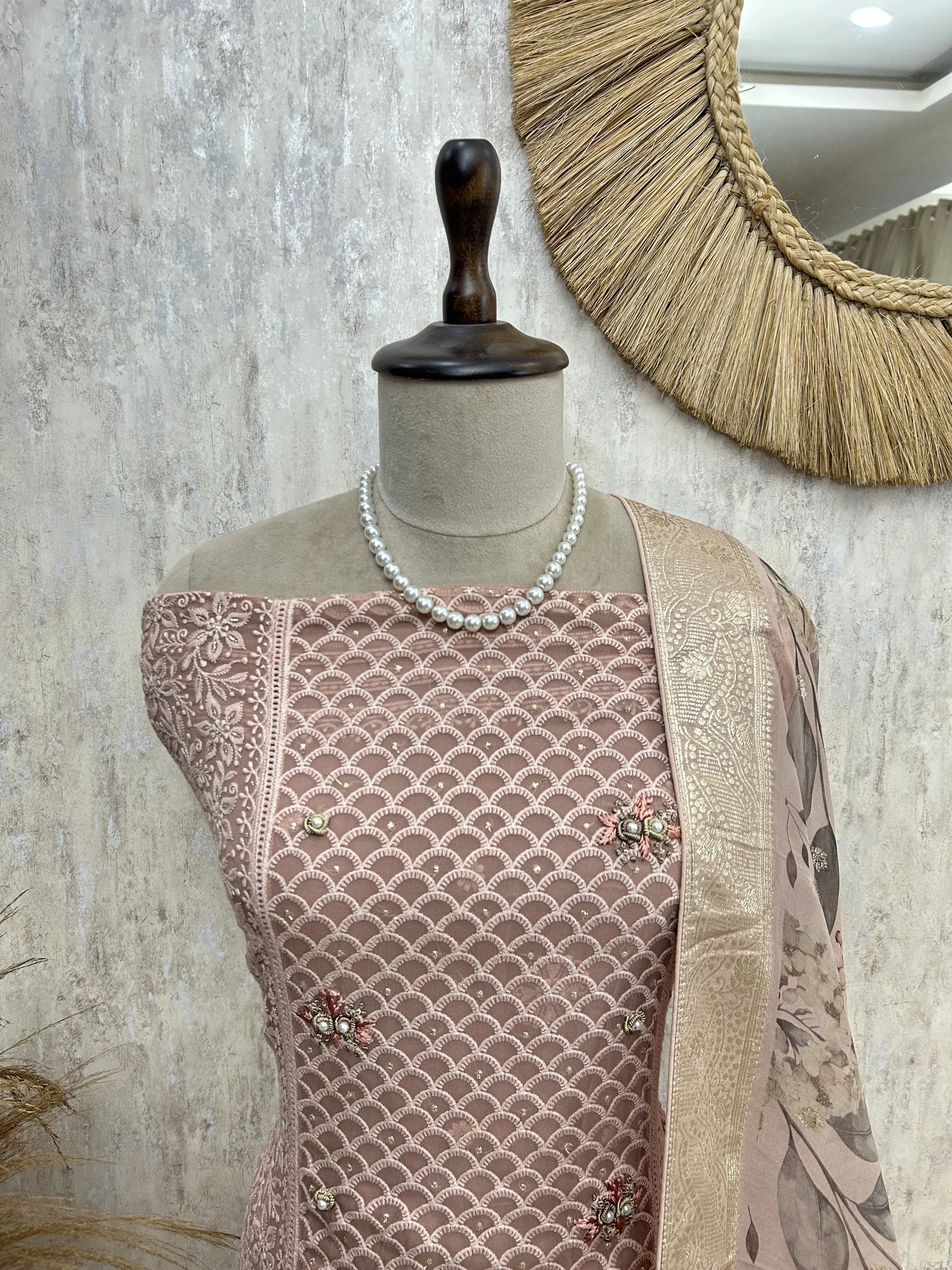 Blush Lucknawi Grace Unstiched Suit