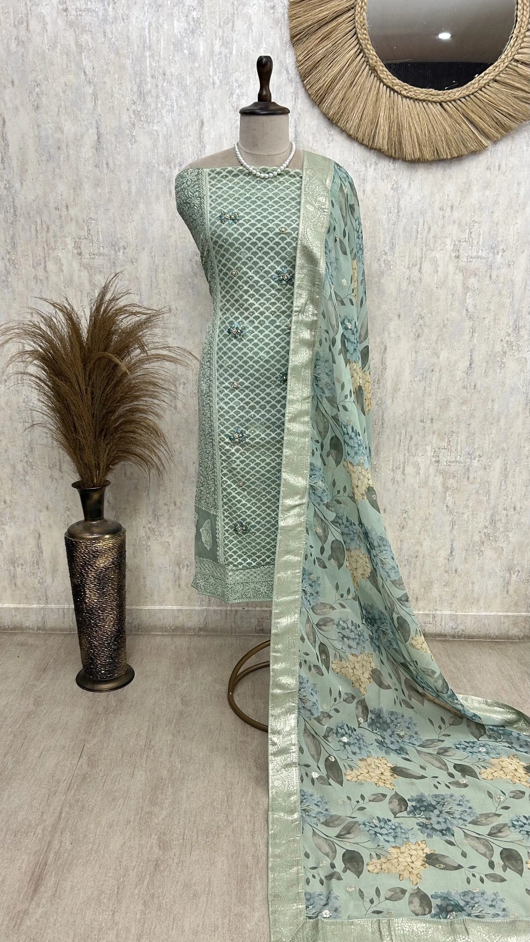 Blush Lucknawi Grace Unstiched Suit