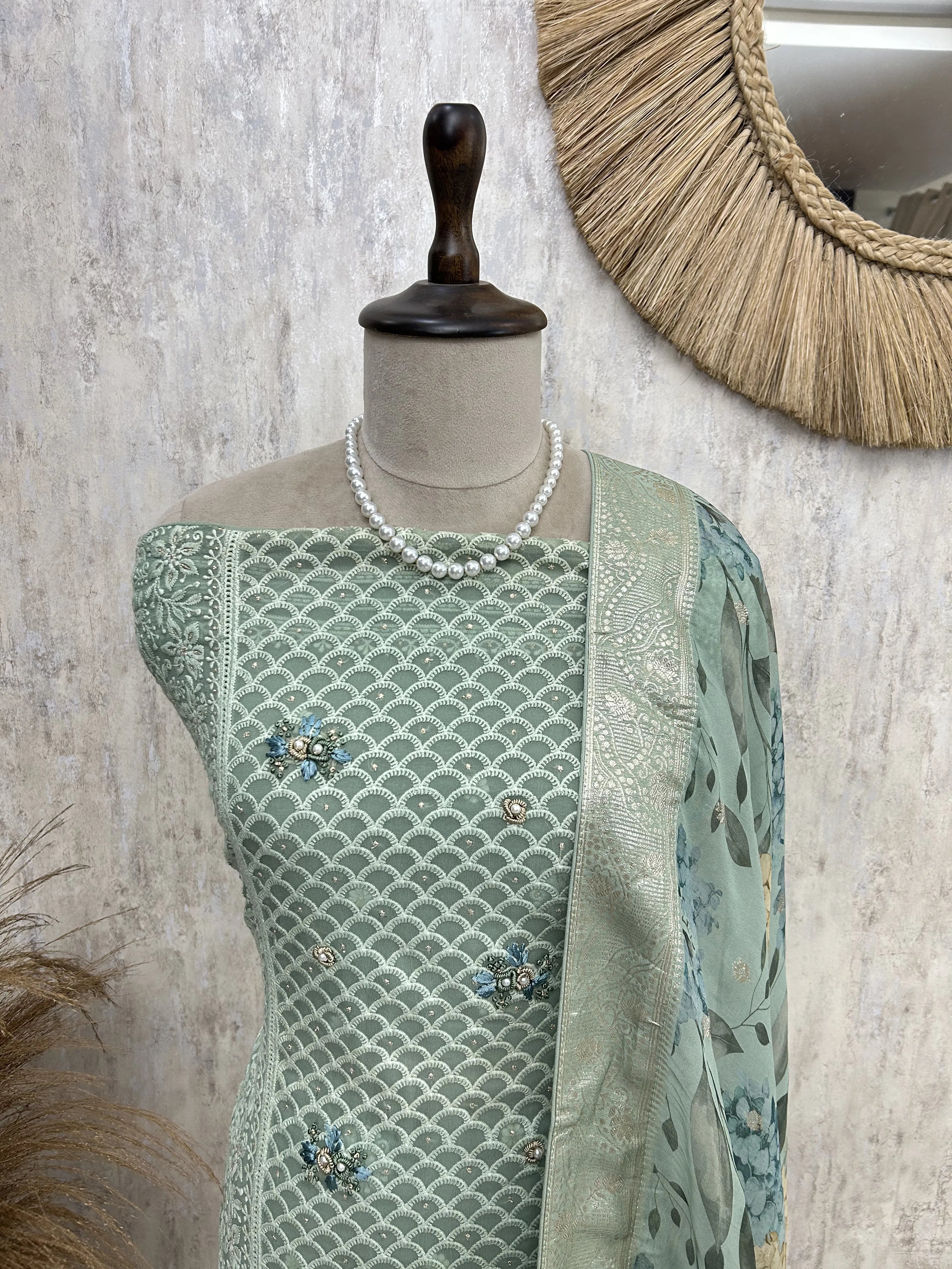 Blush Lucknawi Grace Unstiched Suit