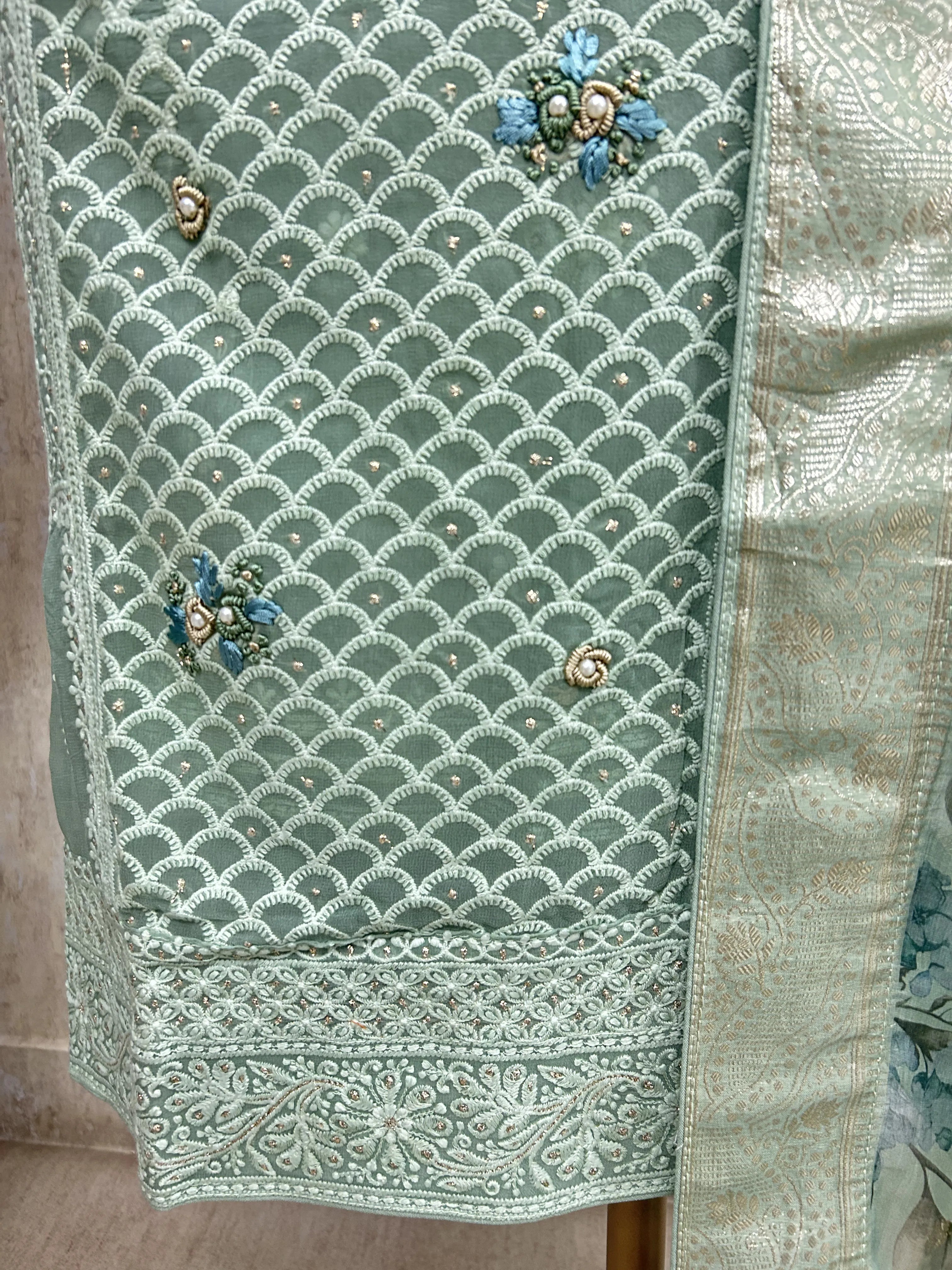 Blush Lucknawi Grace Unstiched Suit