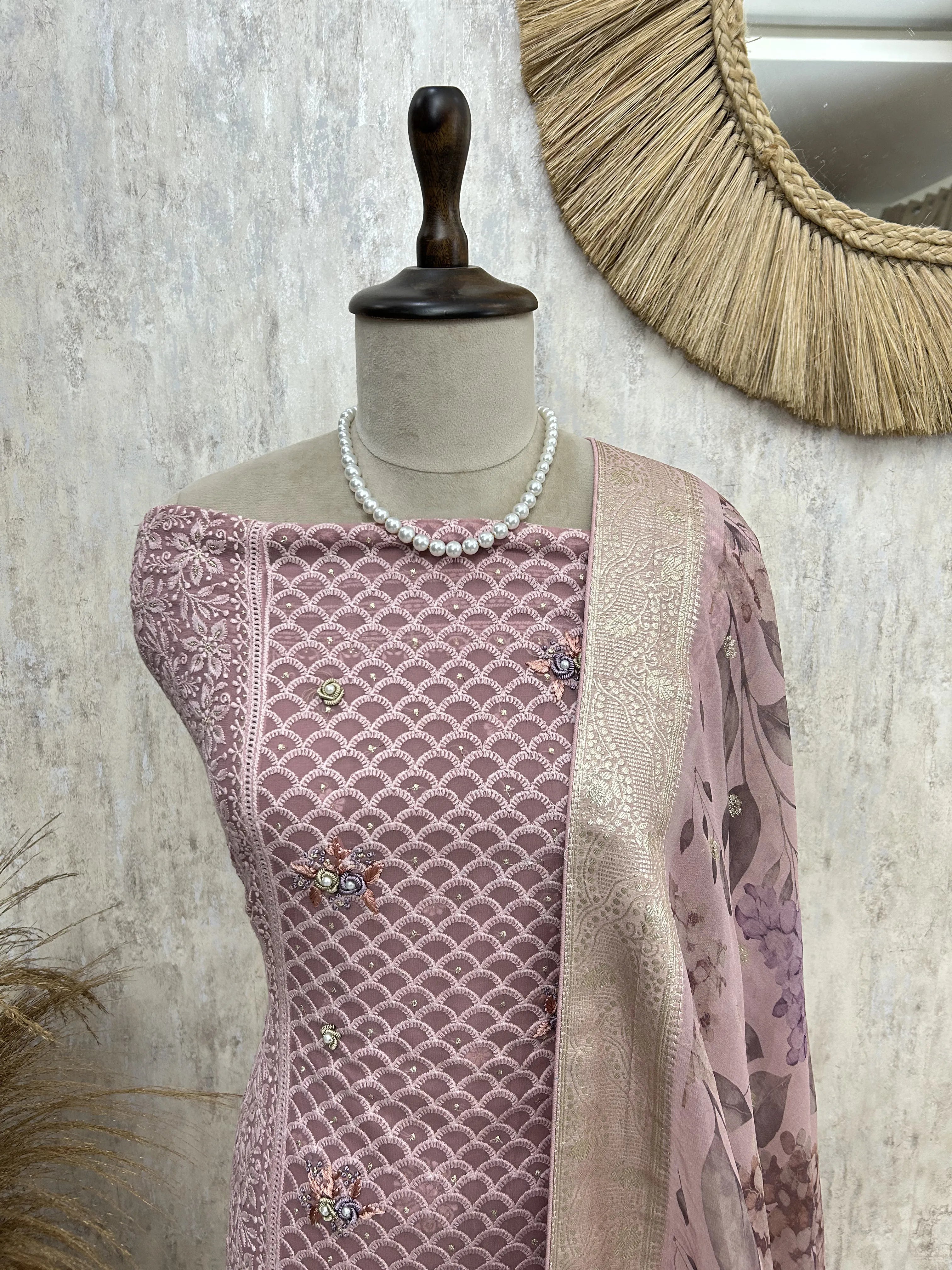 Blush Lucknawi Grace Unstiched Suit