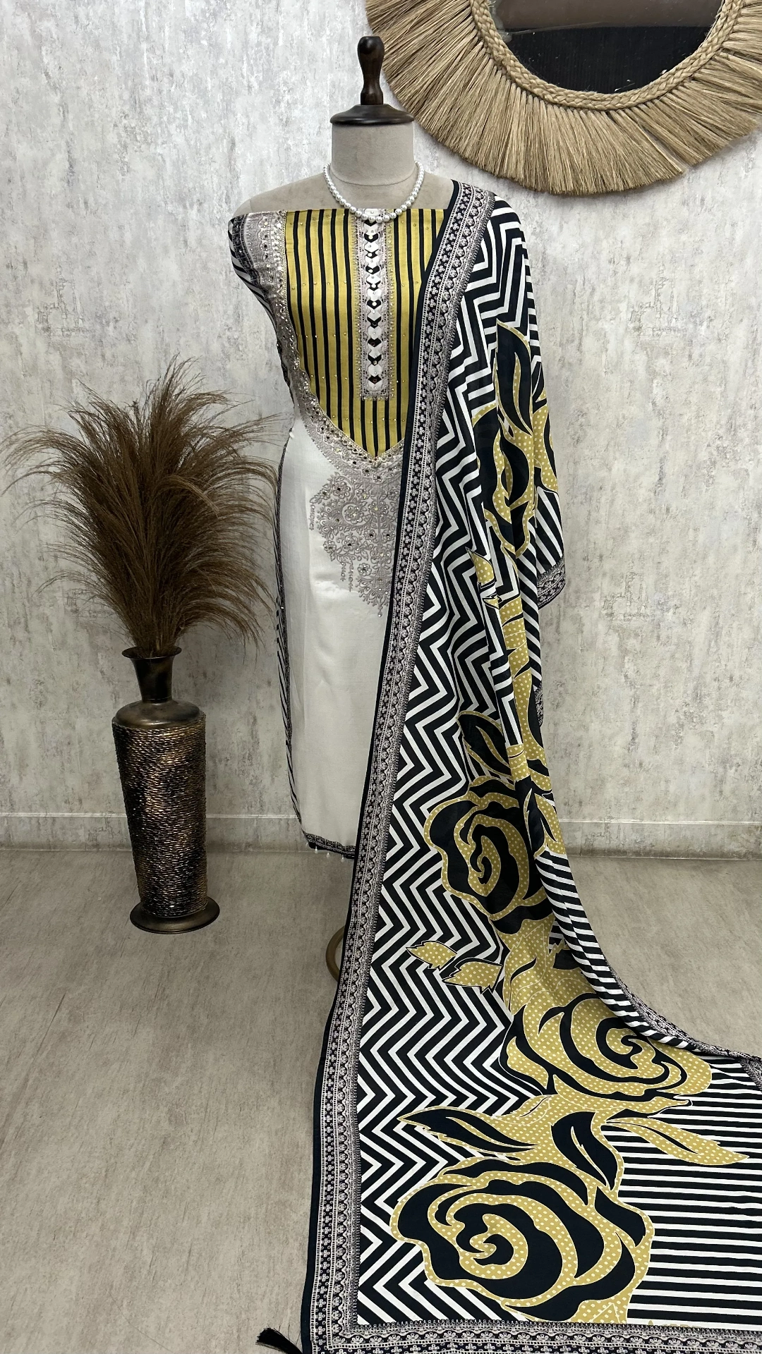 Striped Elegance Unstiched Suit