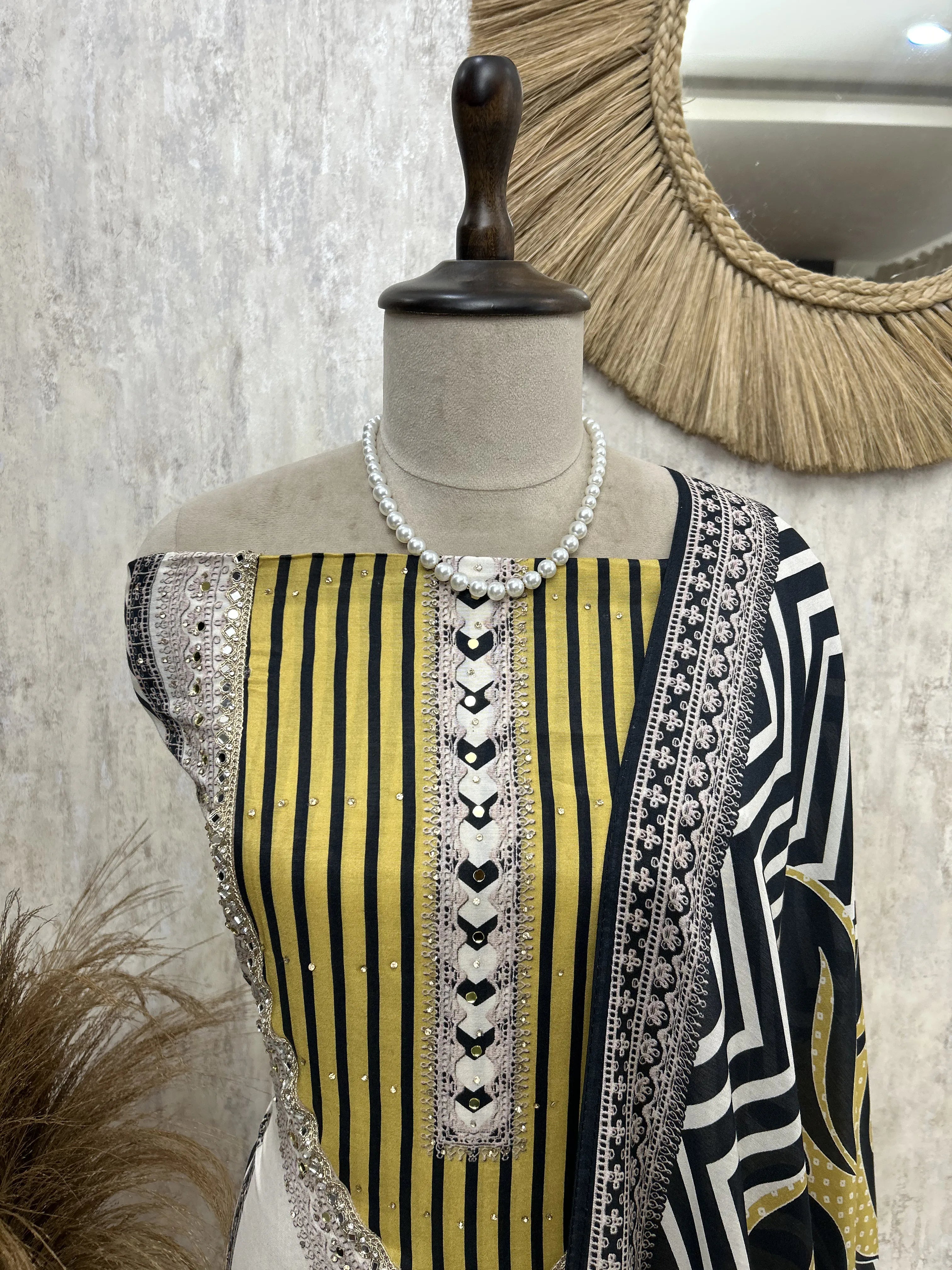 Striped Elegance Unstiched Suit