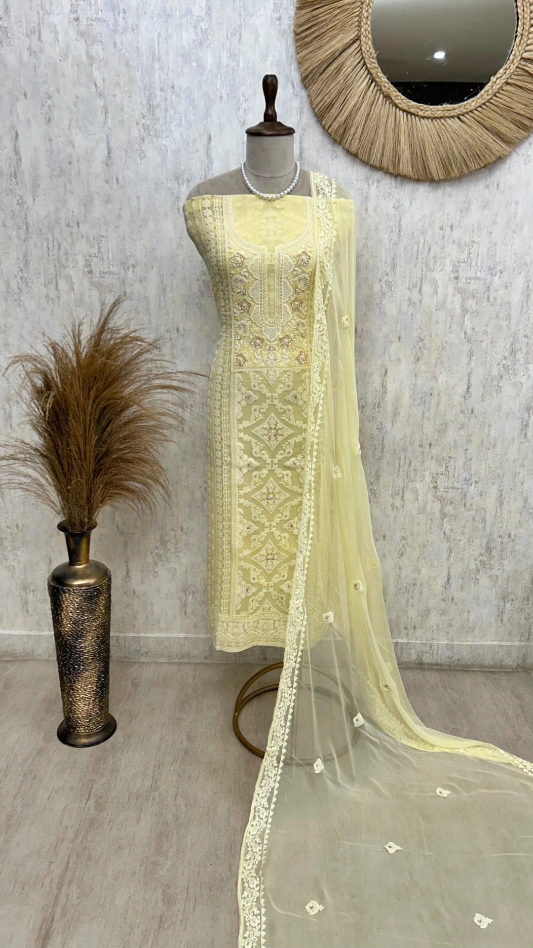 Lucknowi Georgette Unstitched Suit Set