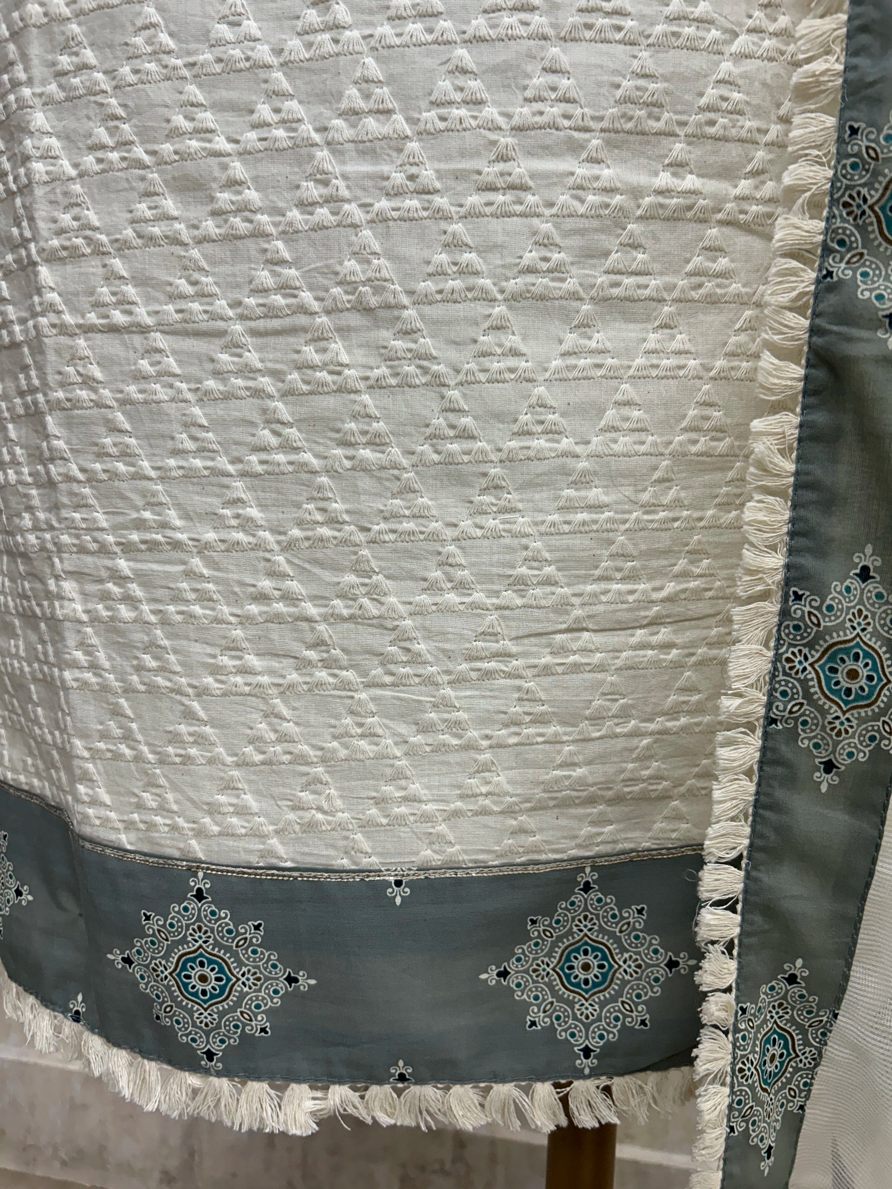 Cotton Unstitched Suit Set With Cotton Dupatta