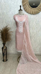 Organza Unstitched Suit Set With Organza Dupatta