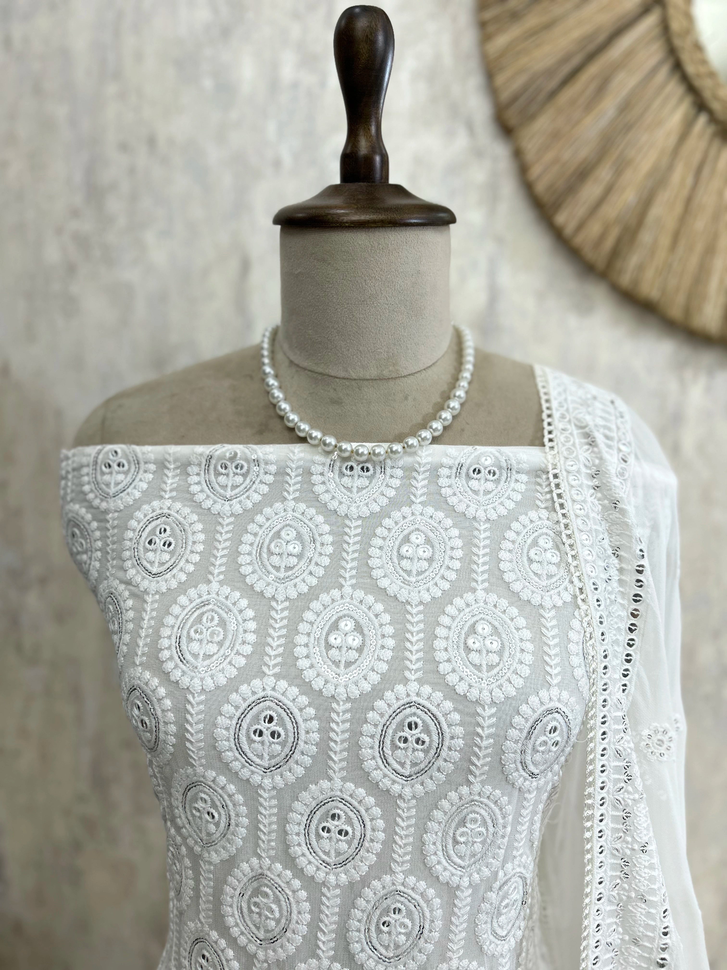 Georgette Unstitched Suit Set with Dyeable