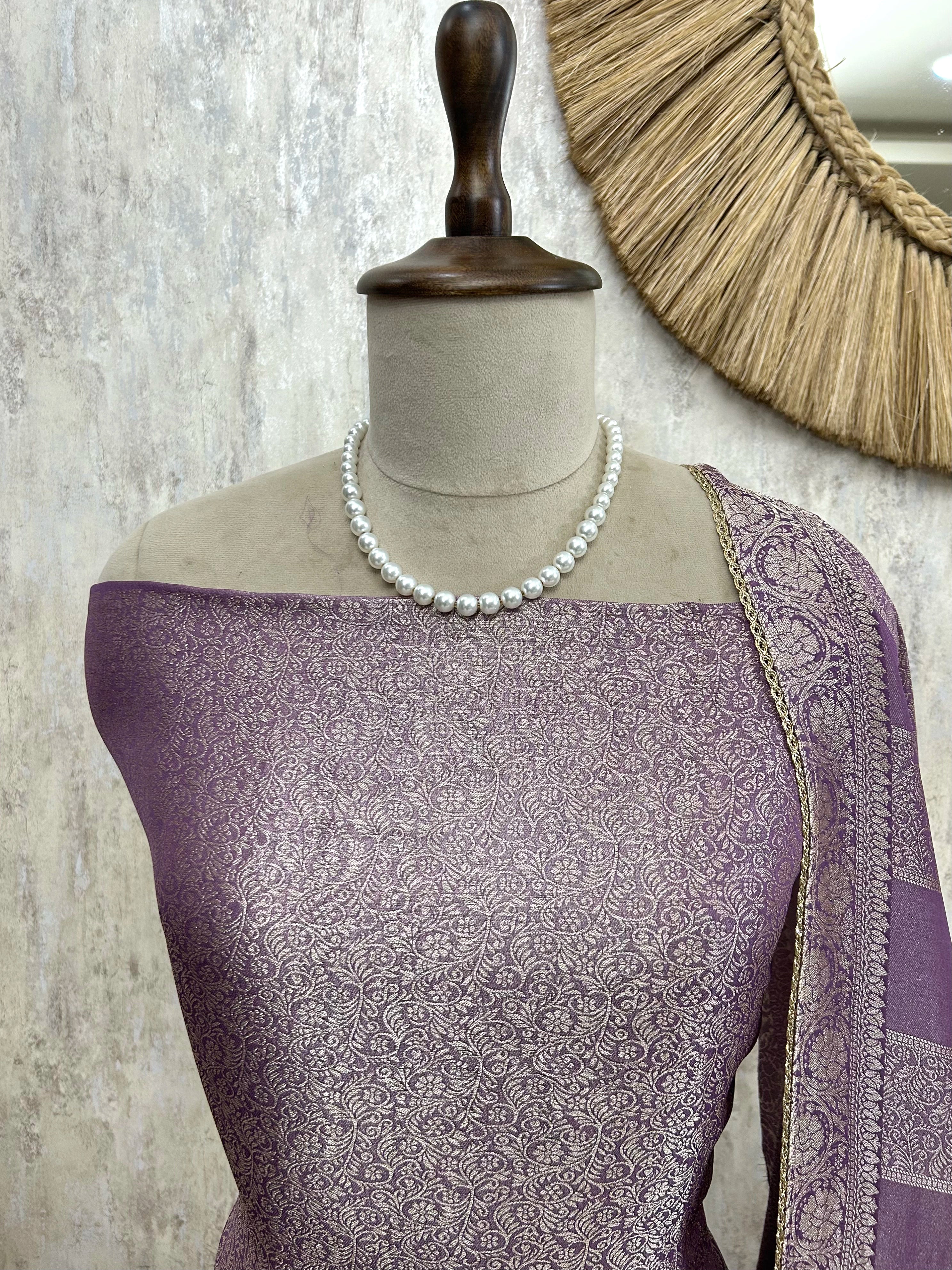 Brocade Tissue Silk Unstitched Suit Set