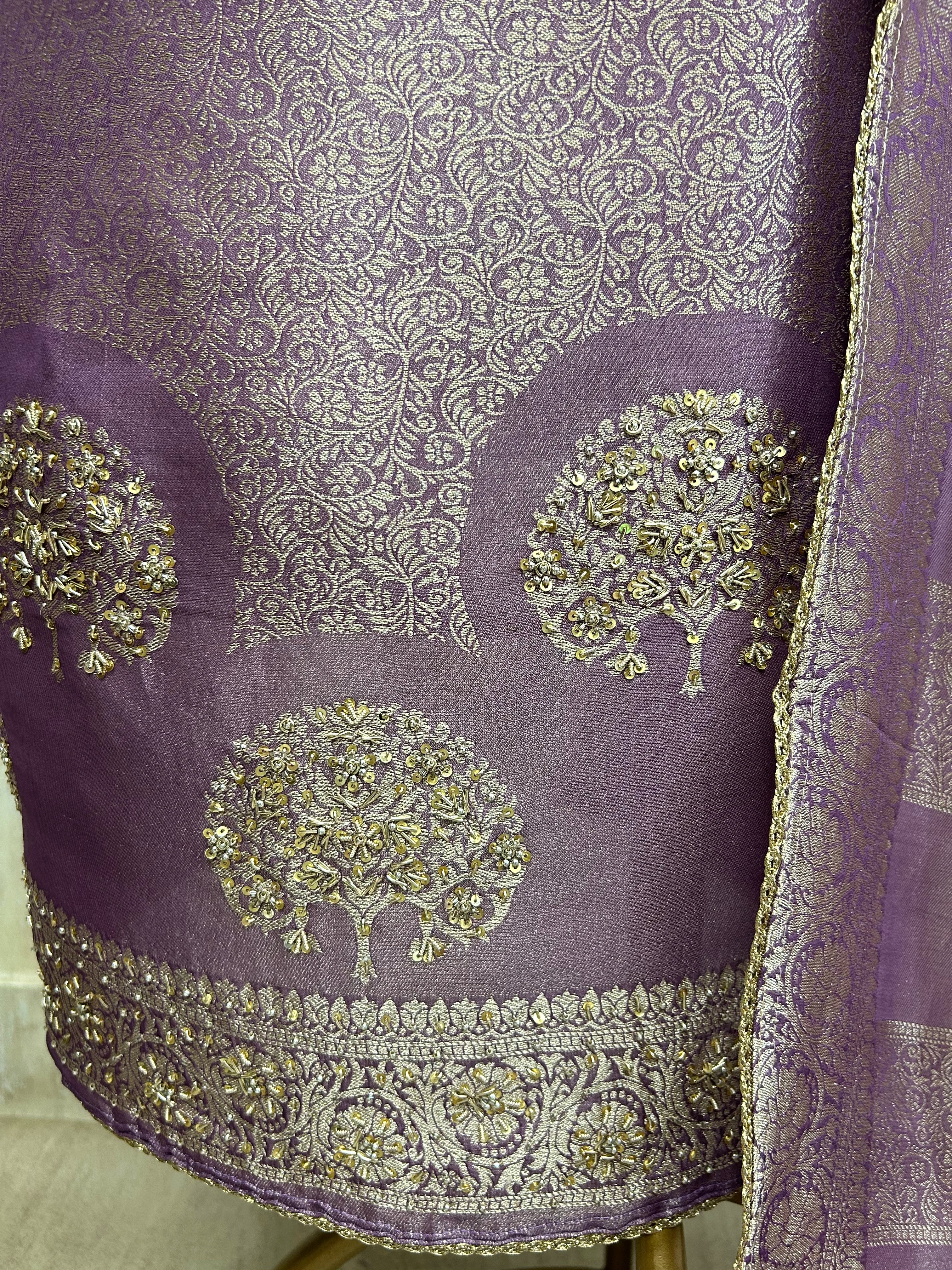 Brocade Tissue Silk Unstitched Suit Set