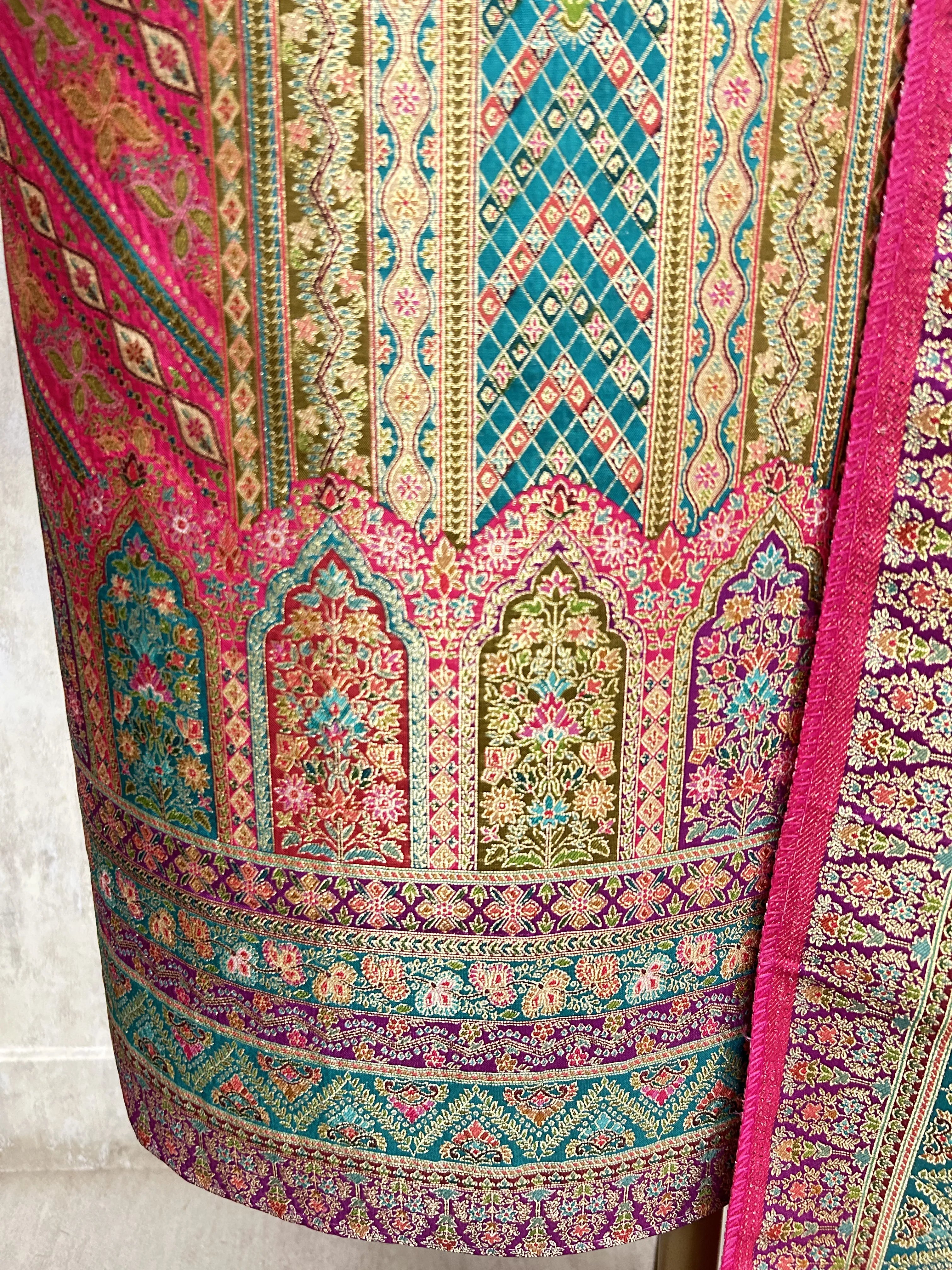 Vibrant Ethnic Weave Unstiched Suit