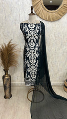 Muslin Unstitched Suit Set With Bead Work