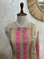 Multi-Colored Organza Unstitched Suit Set