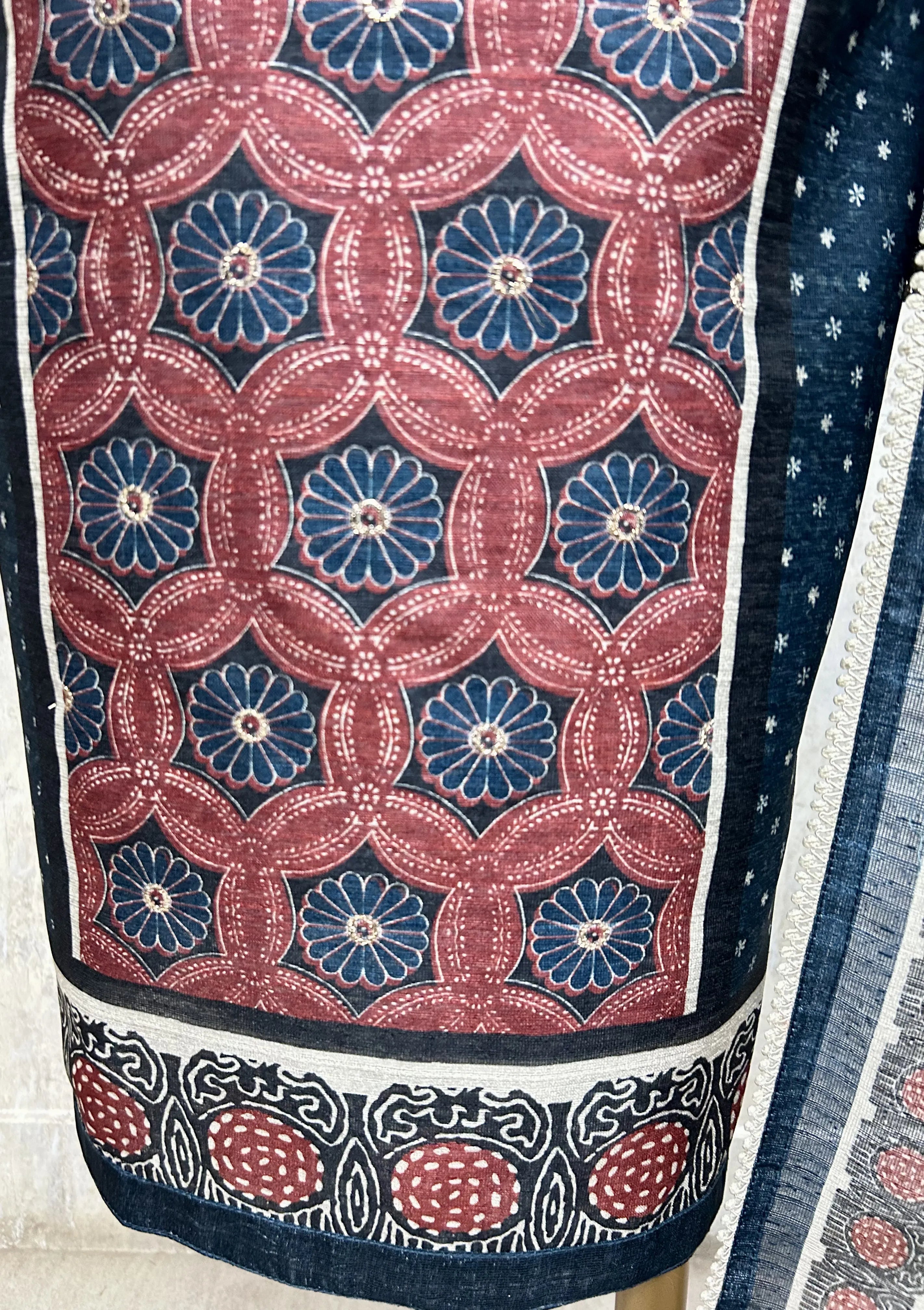 Midnight Ajrakh Elegance Unstiched Suit