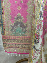 Multi-Colored Organza Unstitched Suit Set