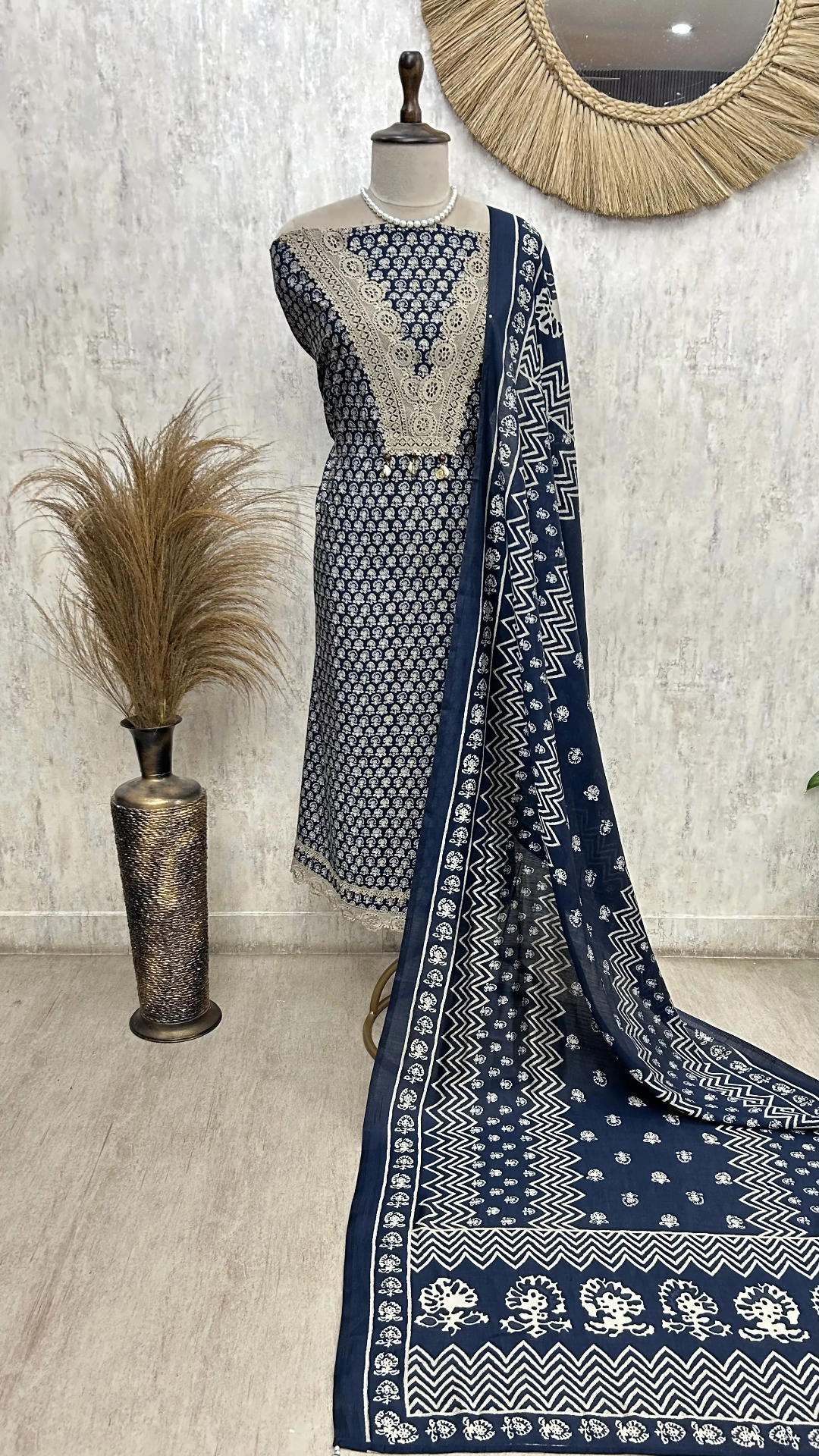 Nazakat in Indigo Unstitched  Suit