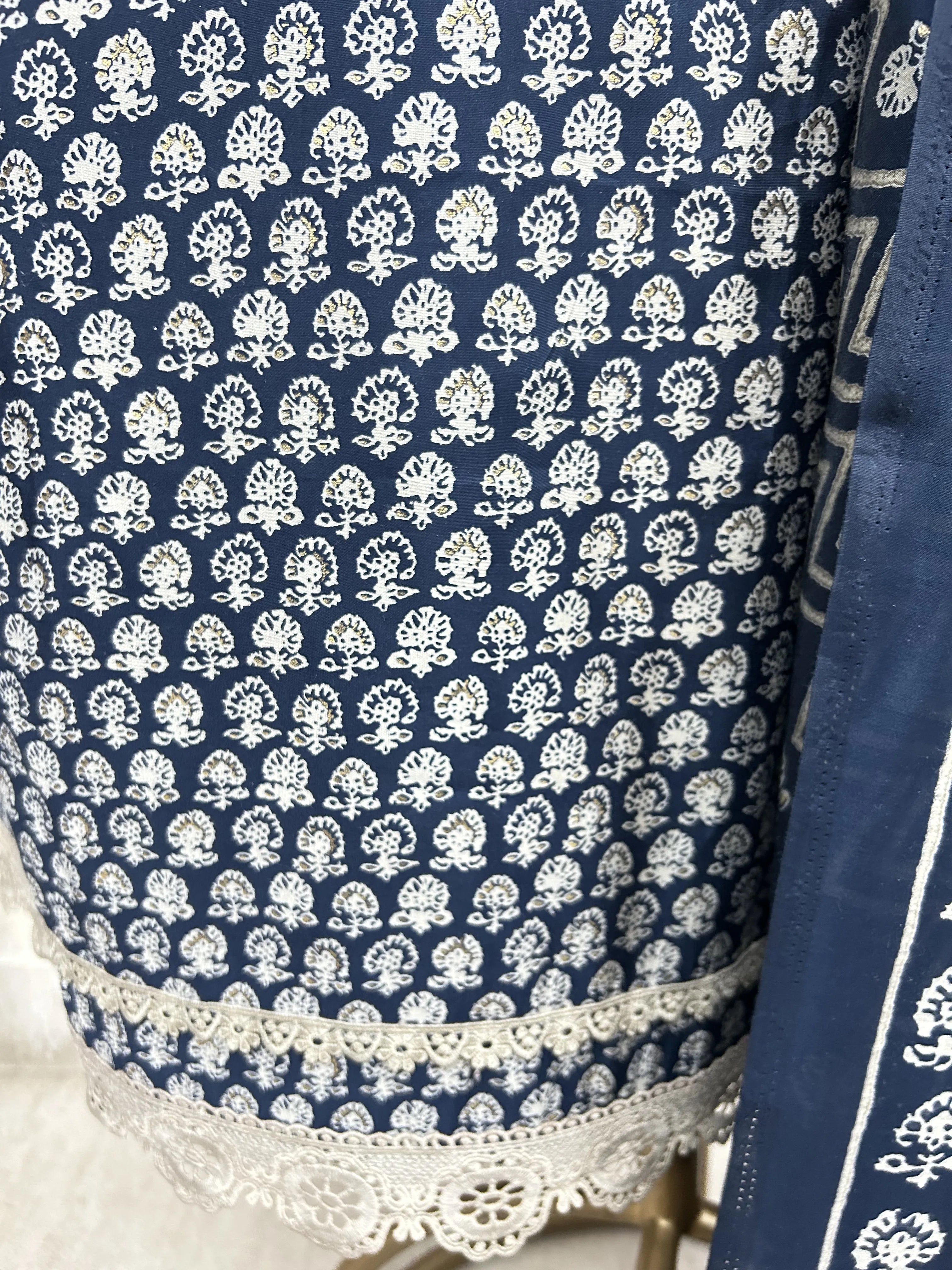 Nazakat in Indigo Unstitched  Suit