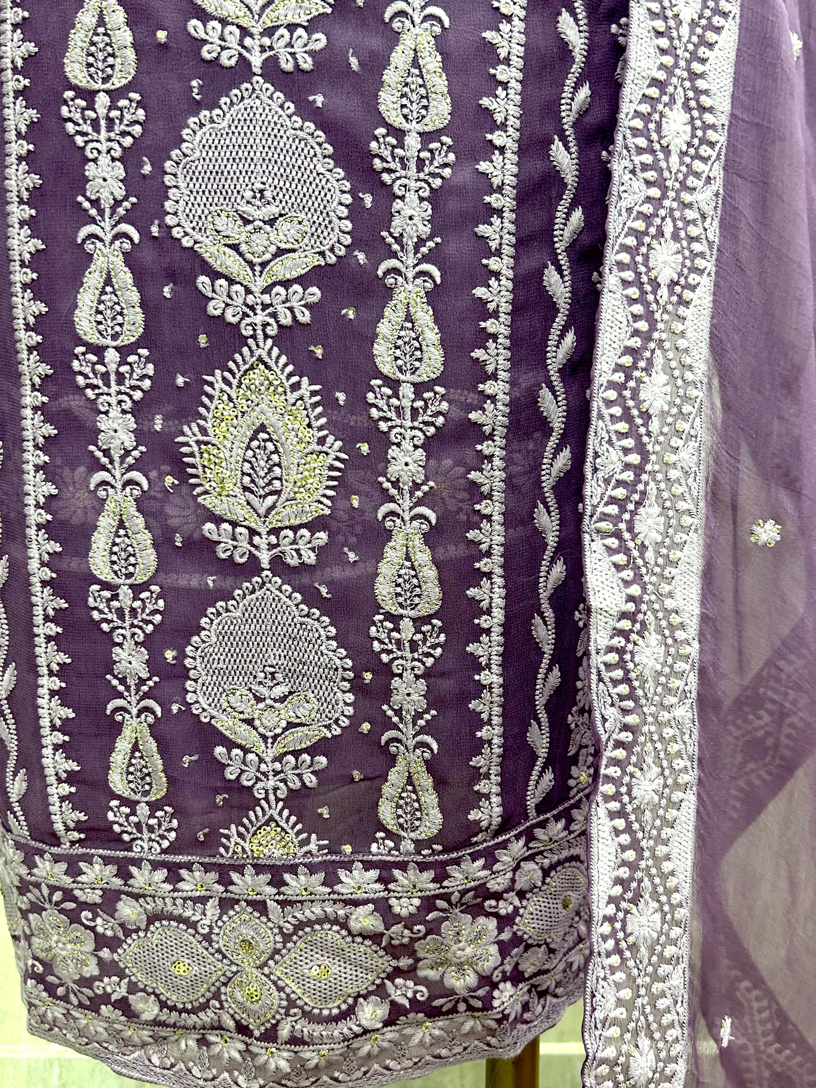 Lucknowi Style Georgette Unstitched Suit Set