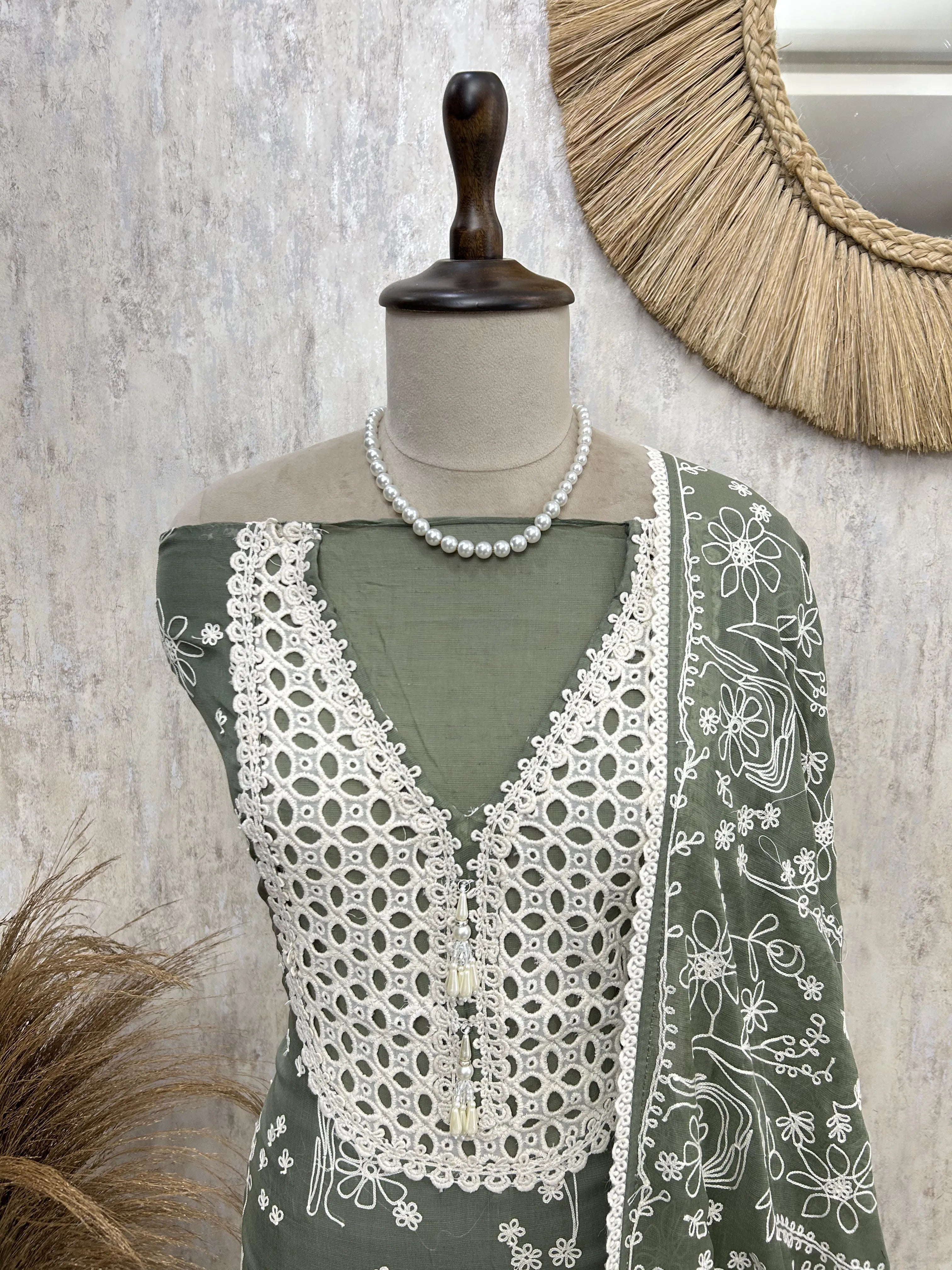 Midnight Lace Charm Unstitched Suit