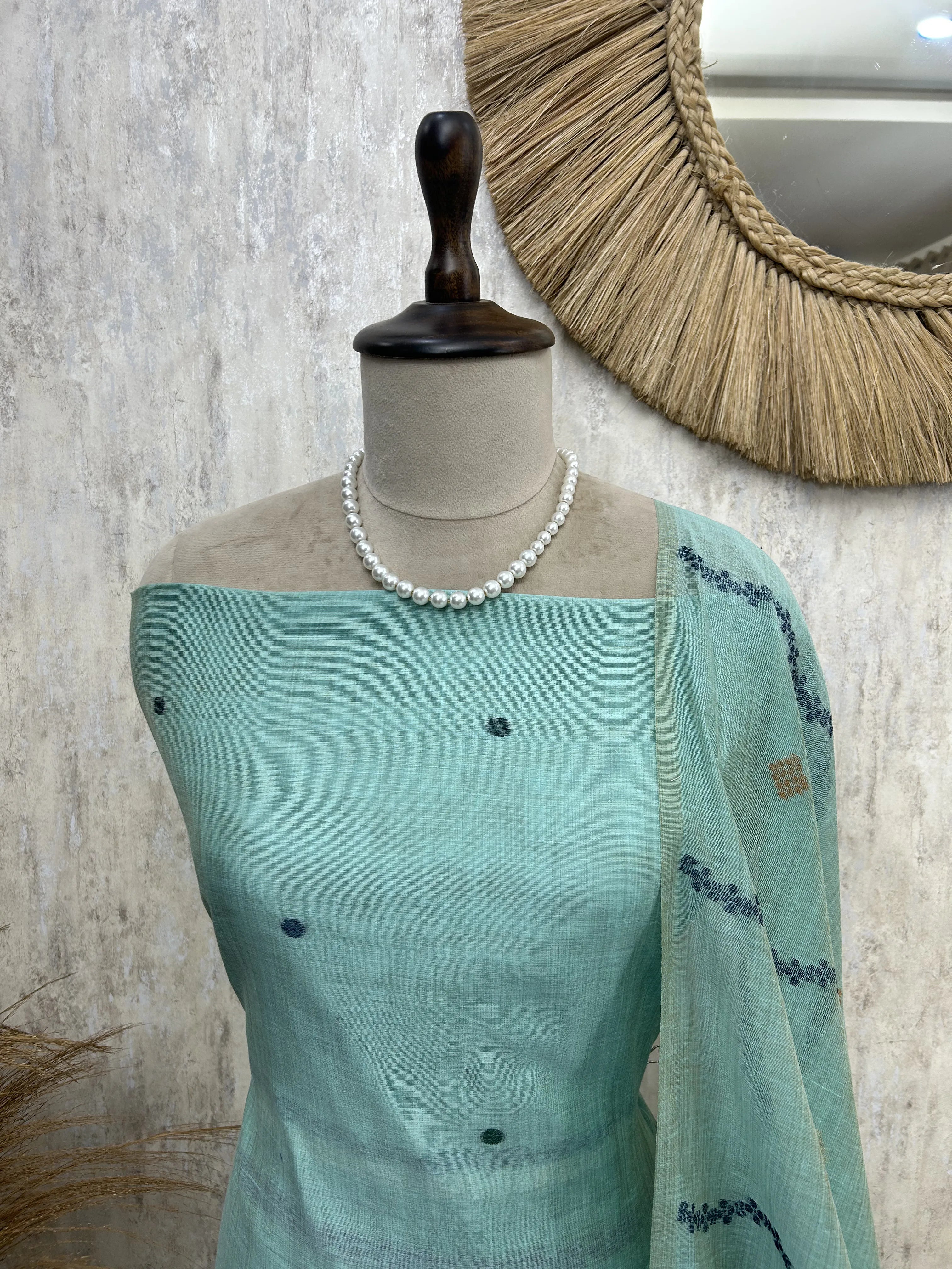 Serene Aqua Charm Unstitched Suit