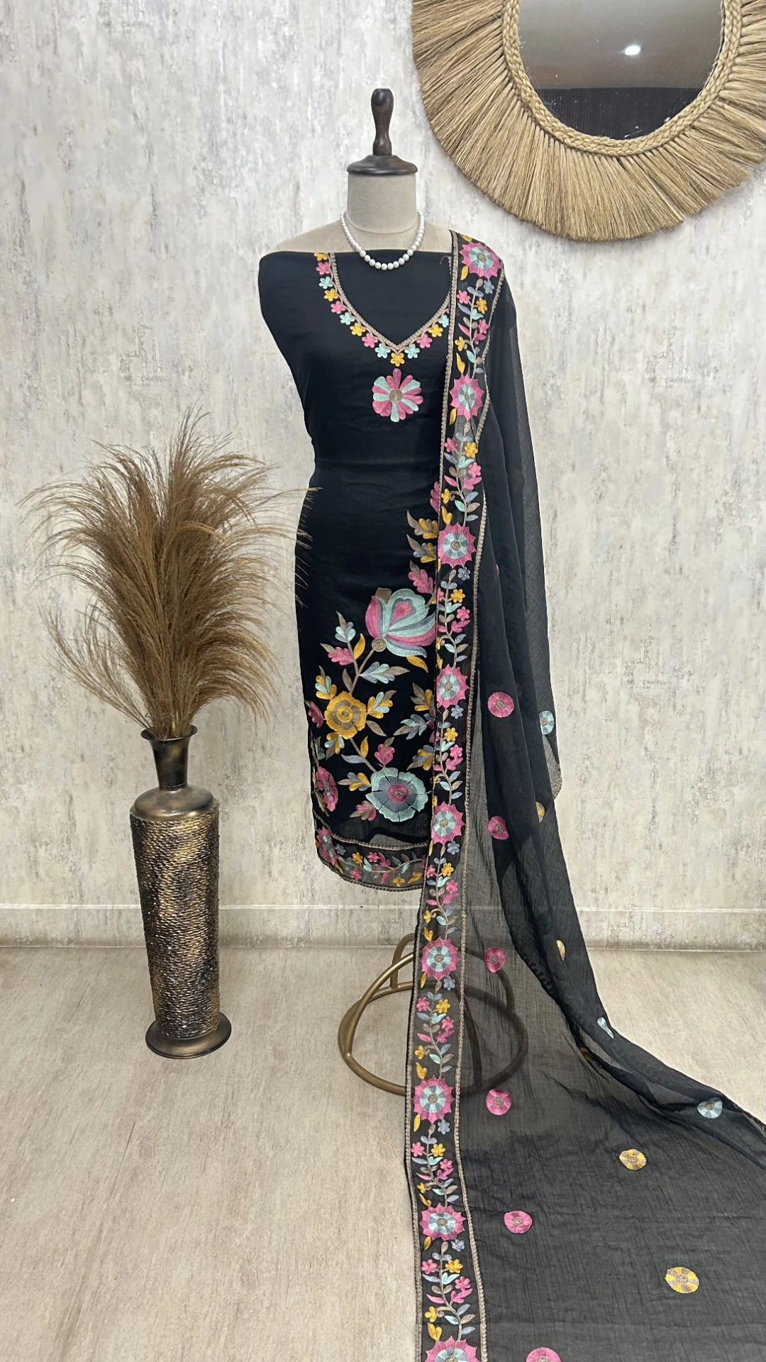 Soft Blossom Embroidery Unstitched Suit