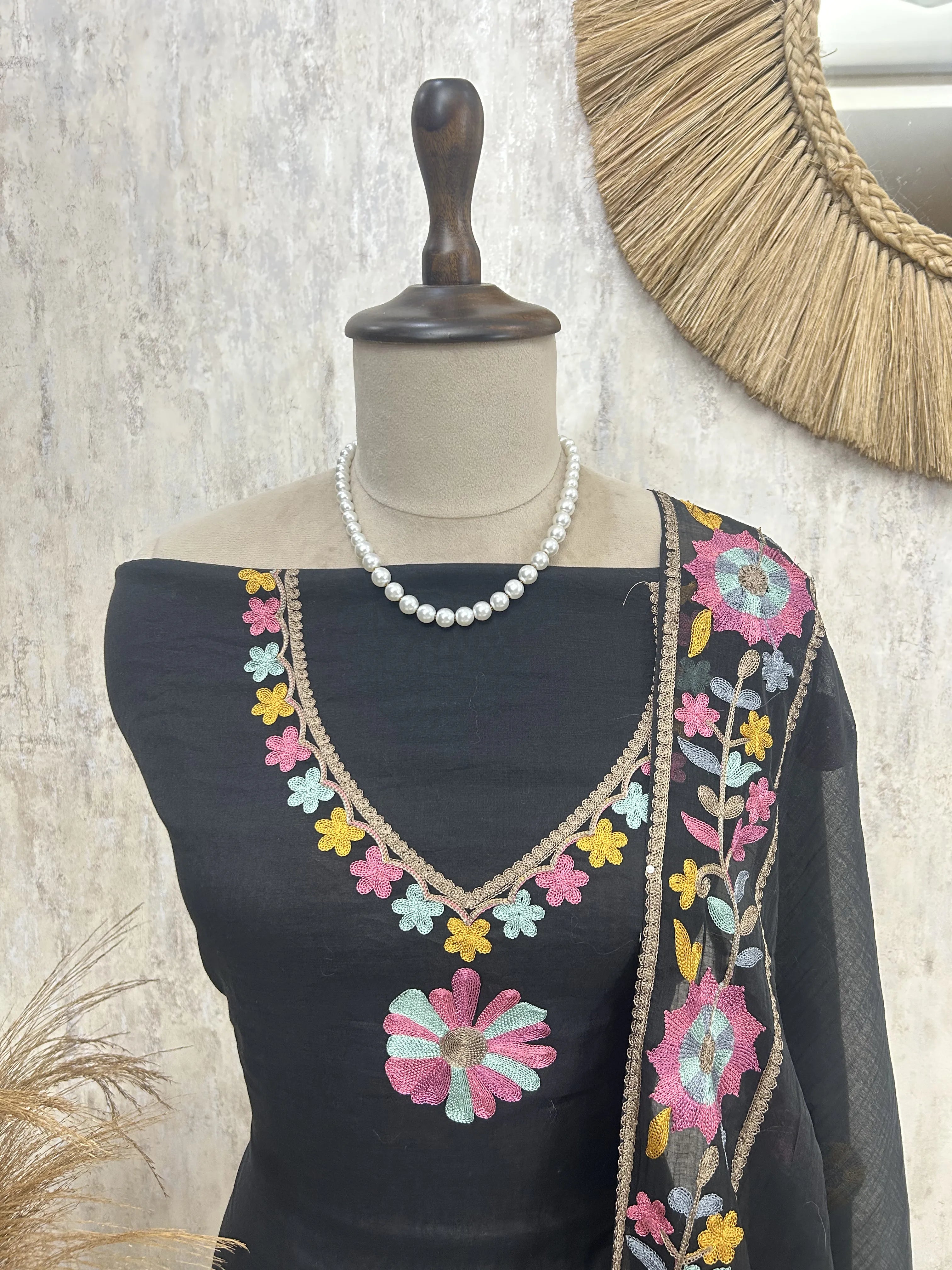 Soft Blossom Embroidery Unstitched Suit