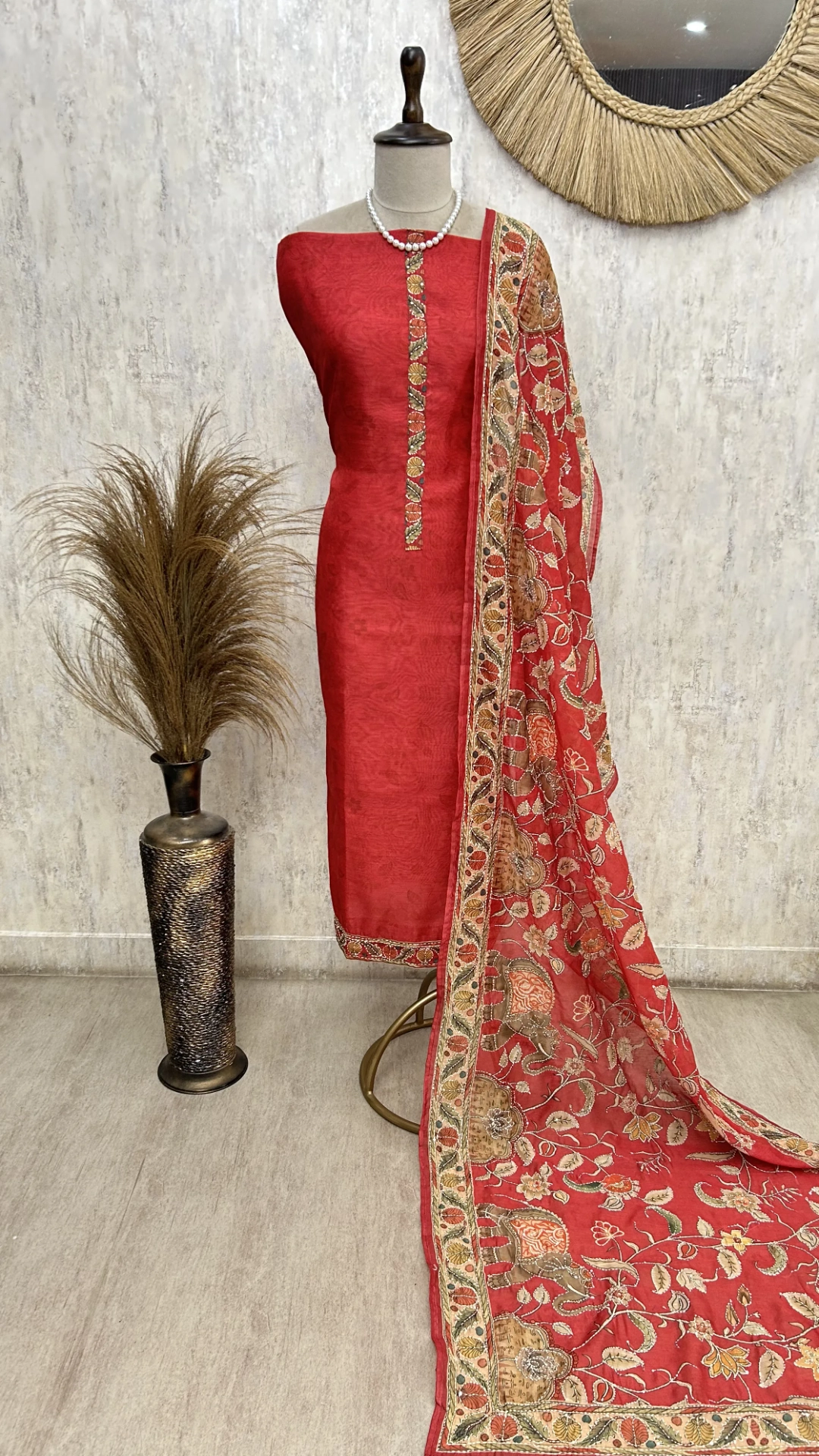 Earthy Festive Grace Unstitched Suit