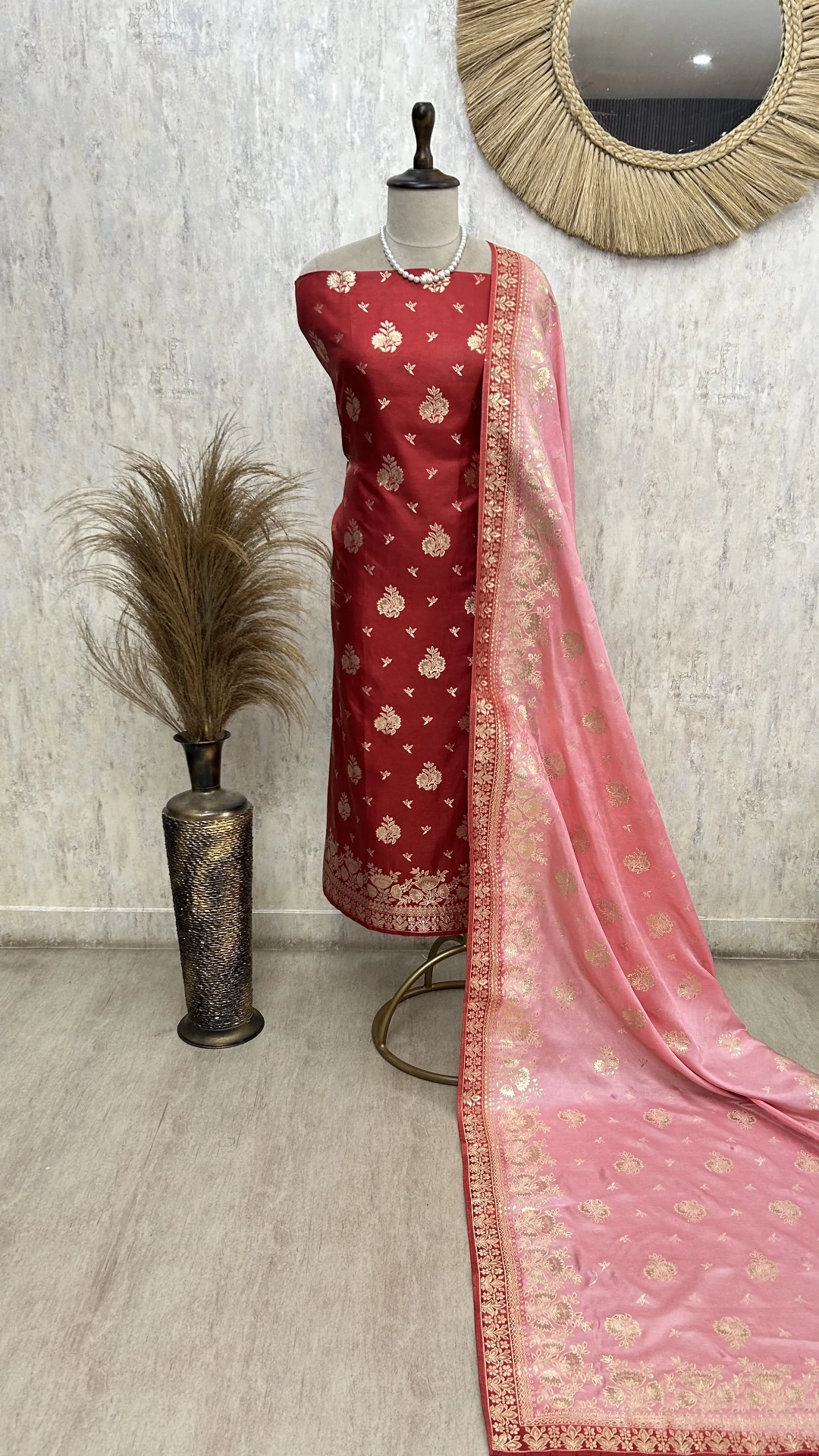 Banarasi Silk Unstitched Suit Set