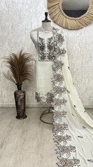 Royal Ivory Bloom Unstitched Suit