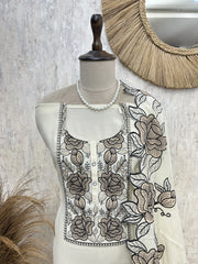 Royal Ivory Bloom Unstitched Suit