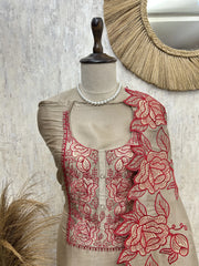 Graceful glass organza unstitched suit