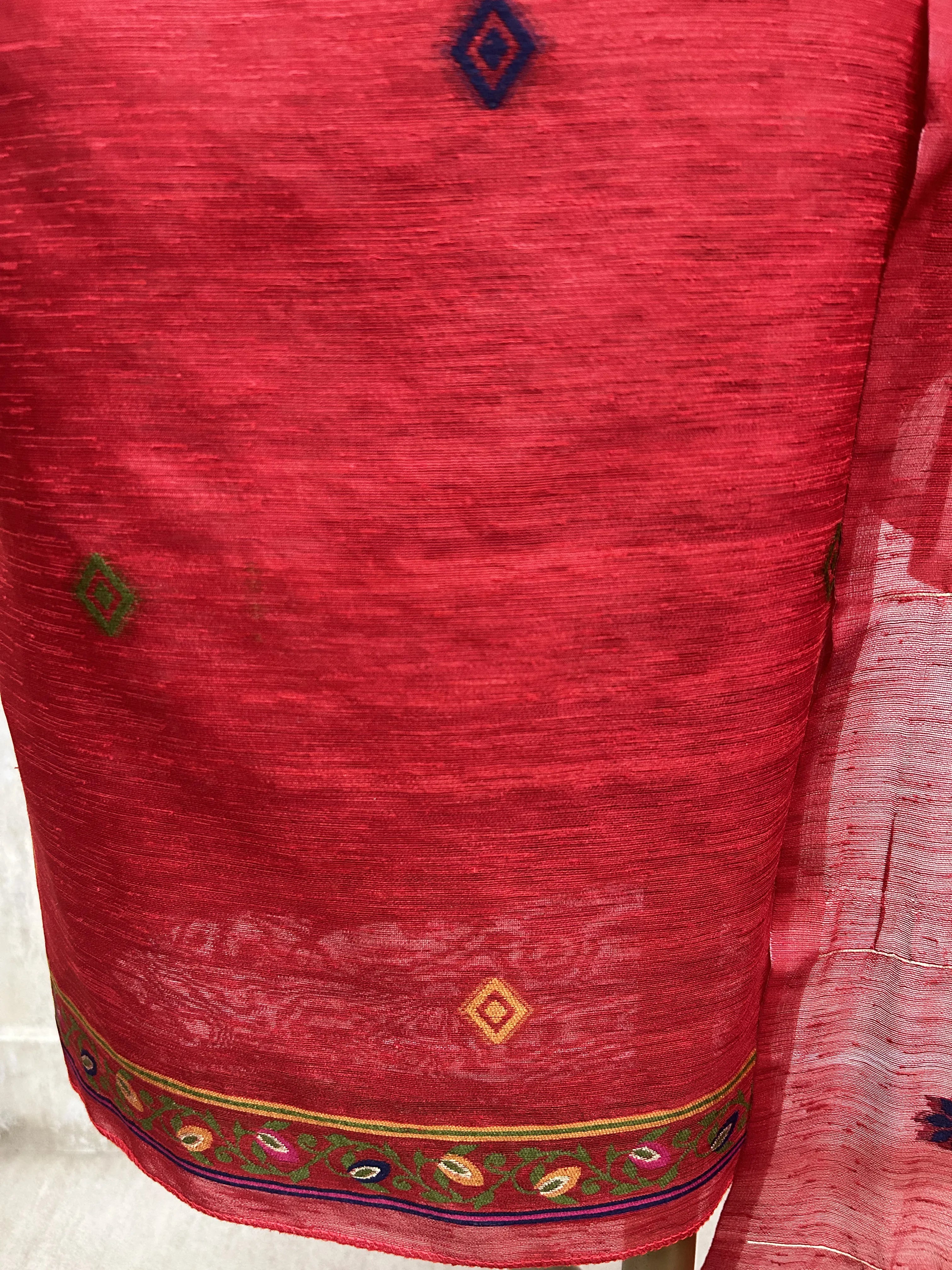 Peacock Grace Drape Unstitched Suit