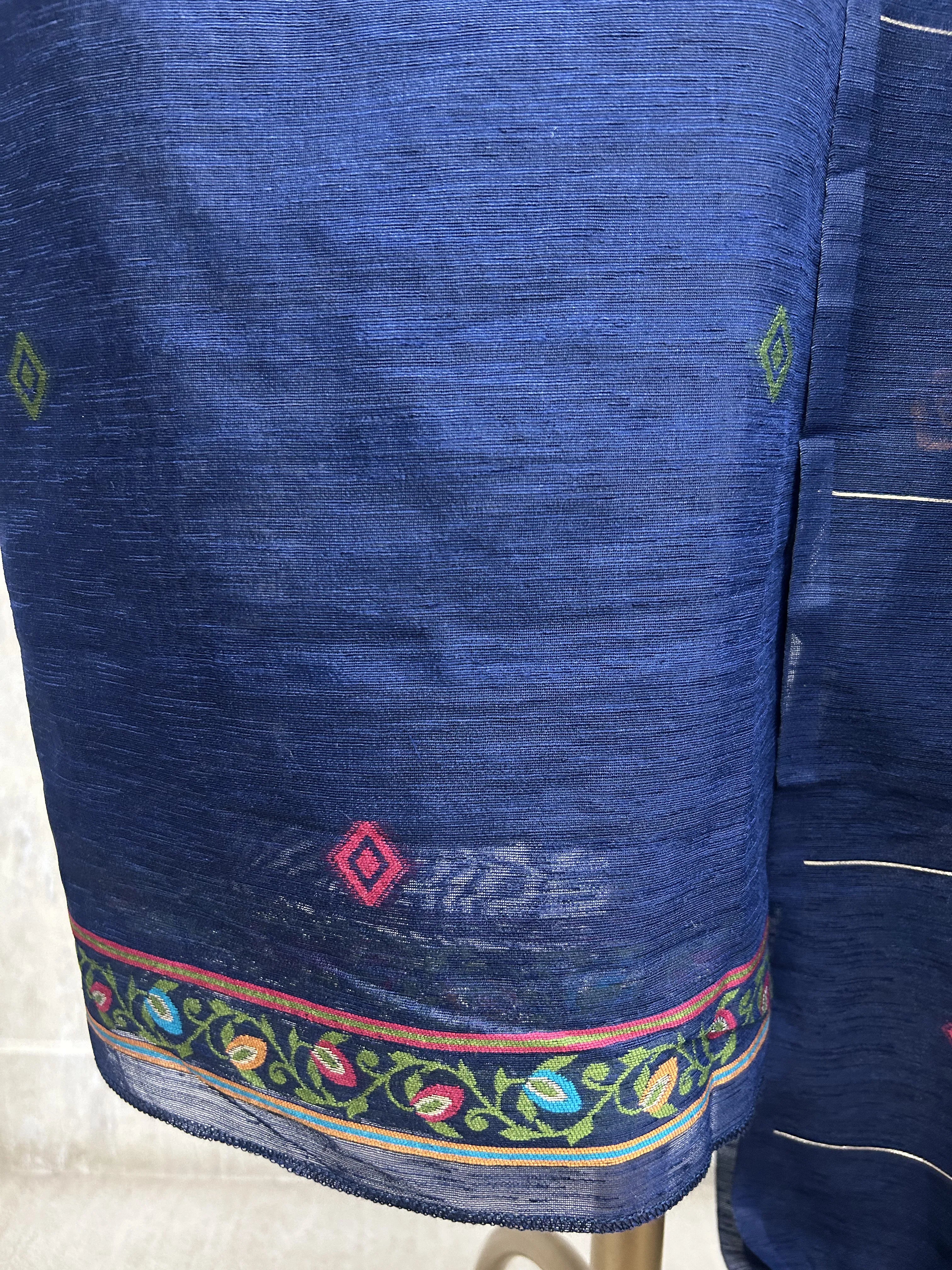 Peacock Grace Drape Unstitched Suit