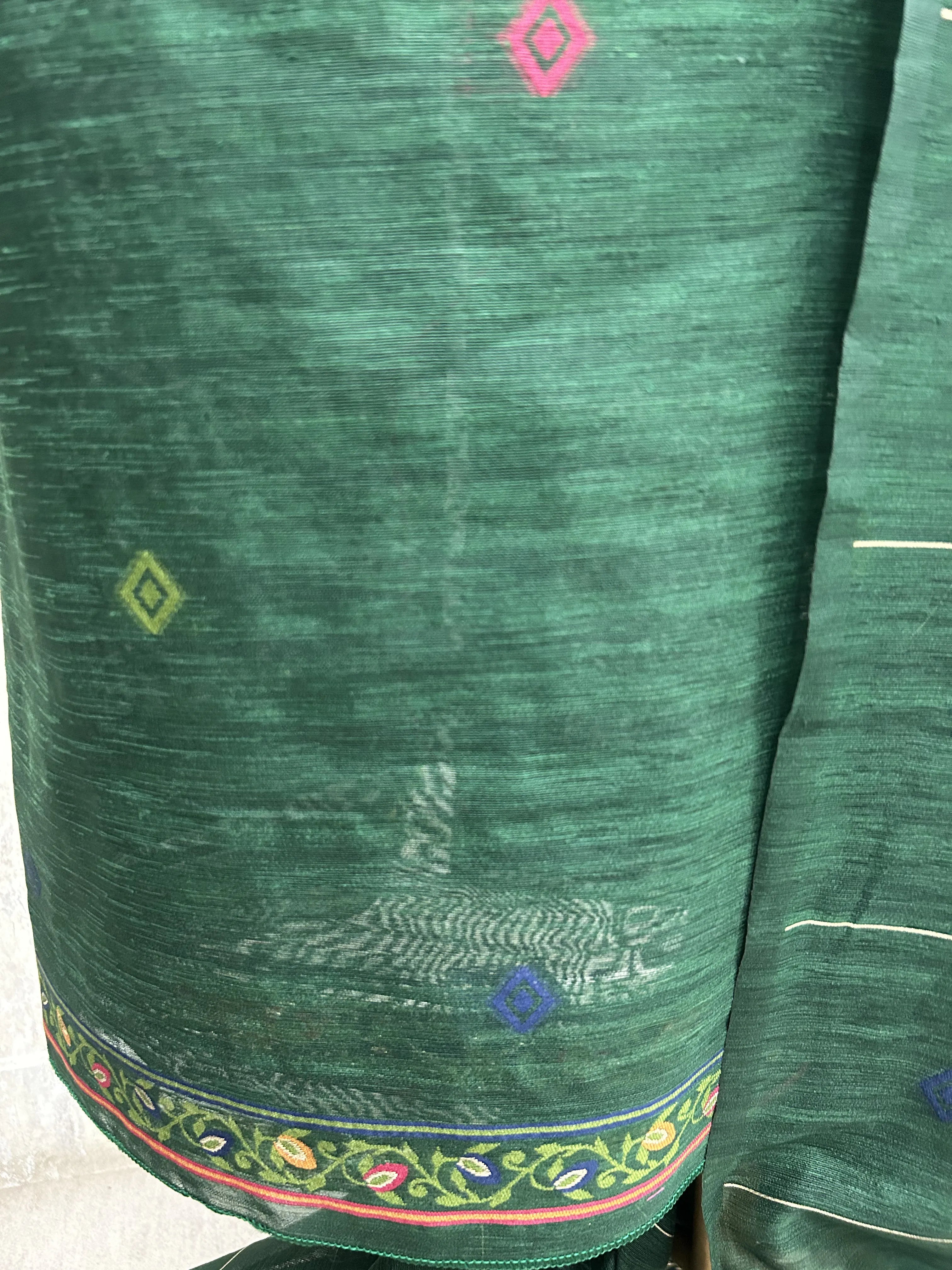 Peacock Grace Drape Unstitched Suit