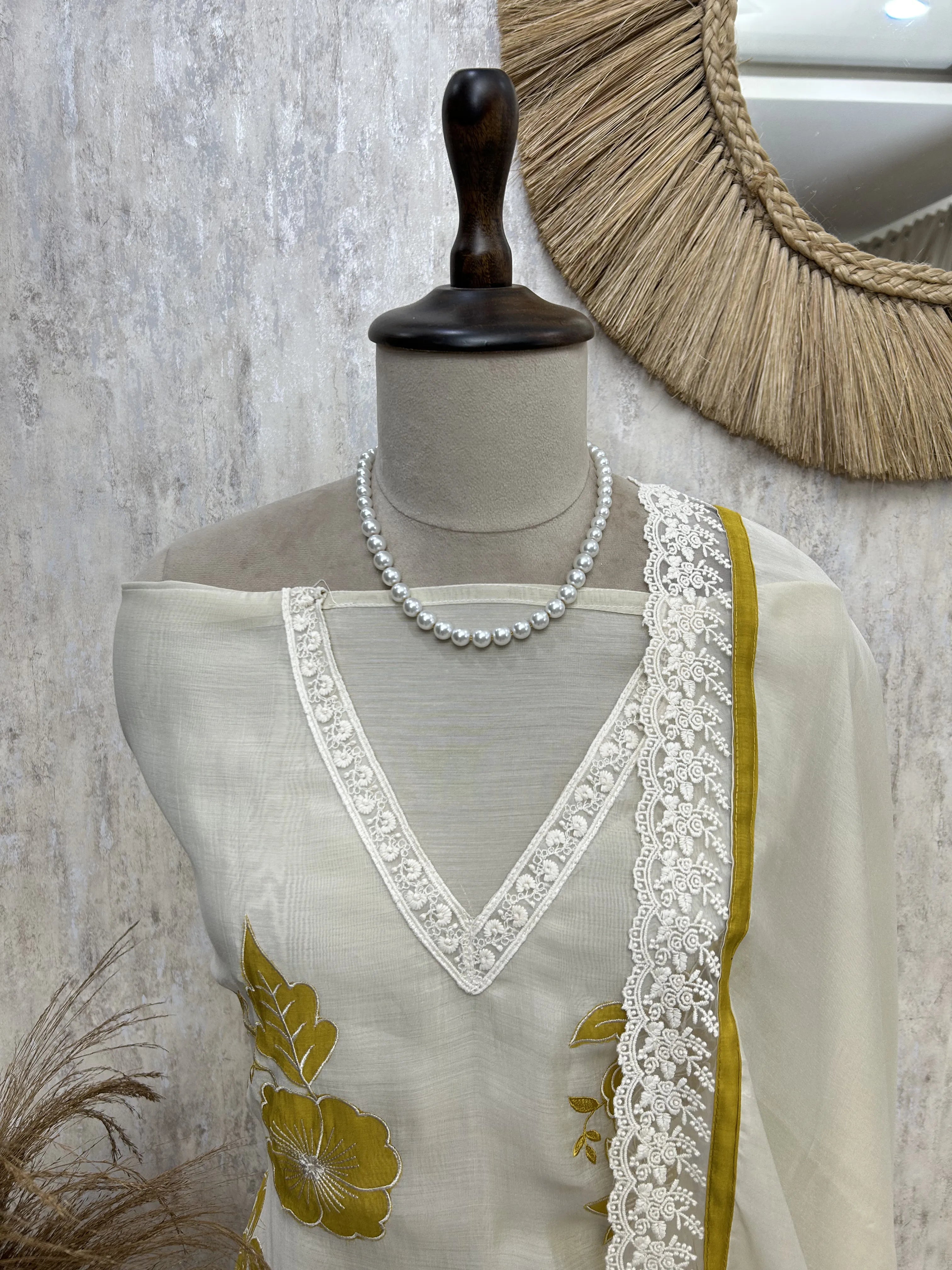 Elegant Lace Bloom Unstitched Suit