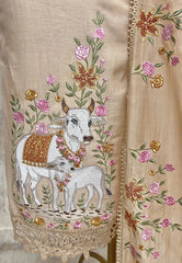 Elegant Floral Drape Unstitched Suit