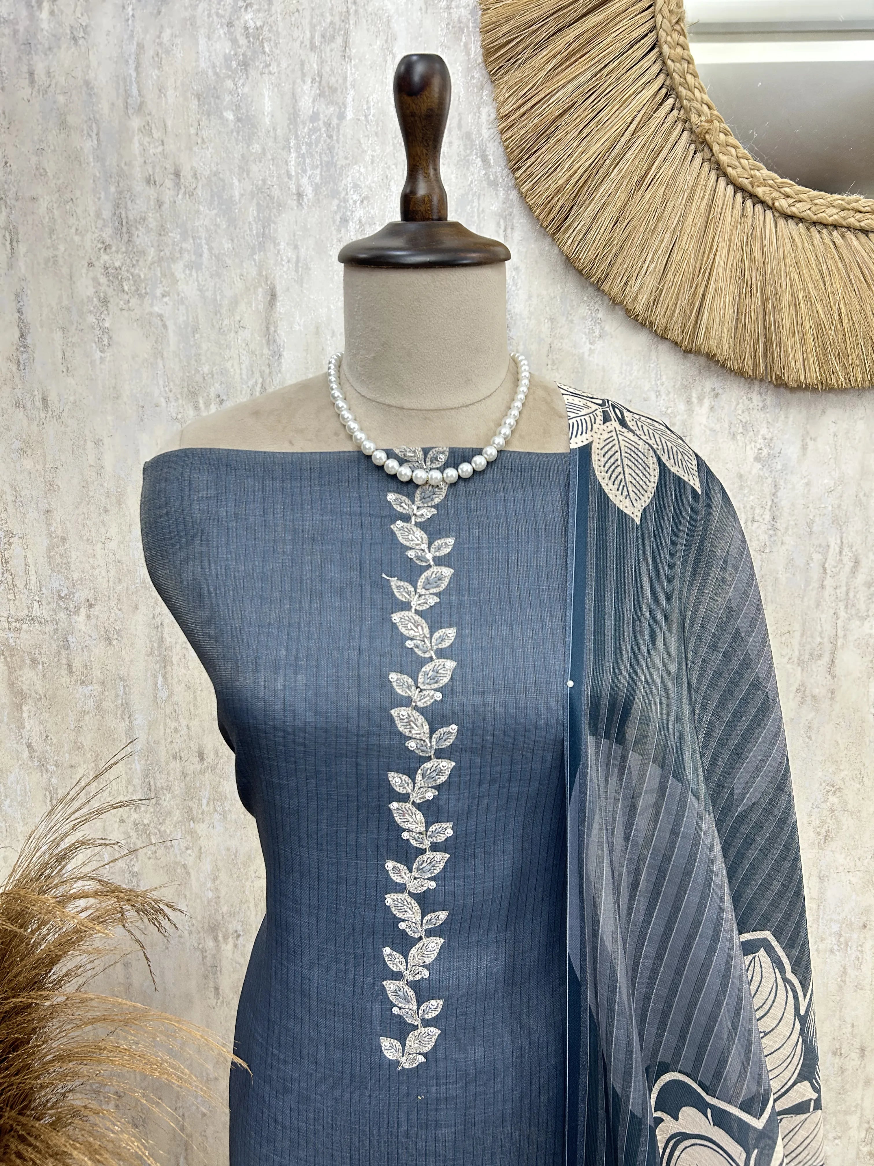 Rosewood Bloom Ensemble Unstitched Suit