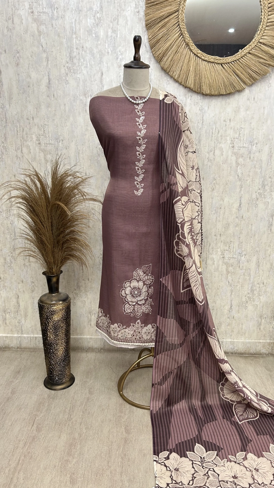 Rosewood Bloom Ensemble Unstitched Suit