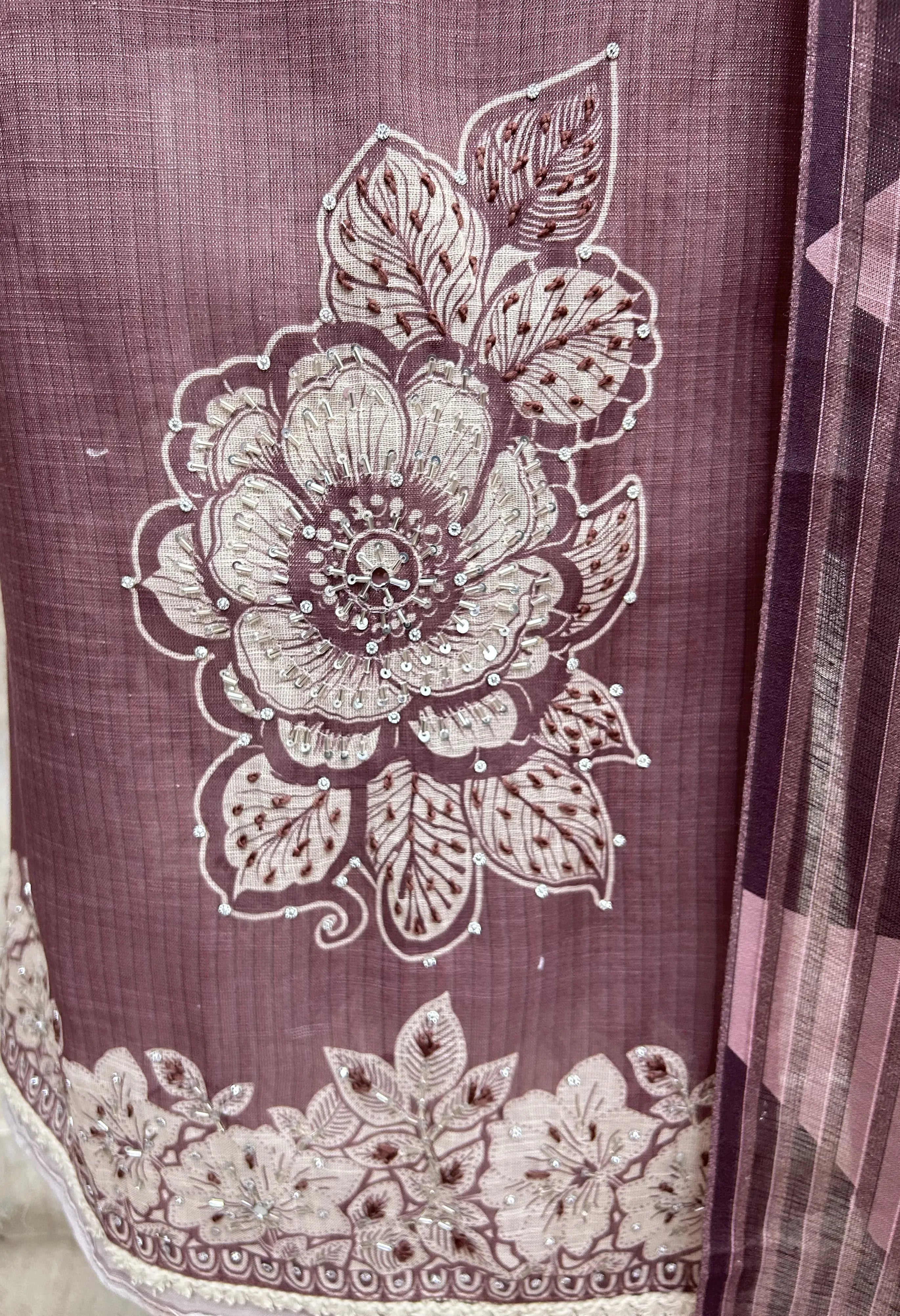 Rosewood Bloom Ensemble Unstitched Suit