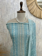 Lucknowi Chikankari On Georgette Unstitched Stitched