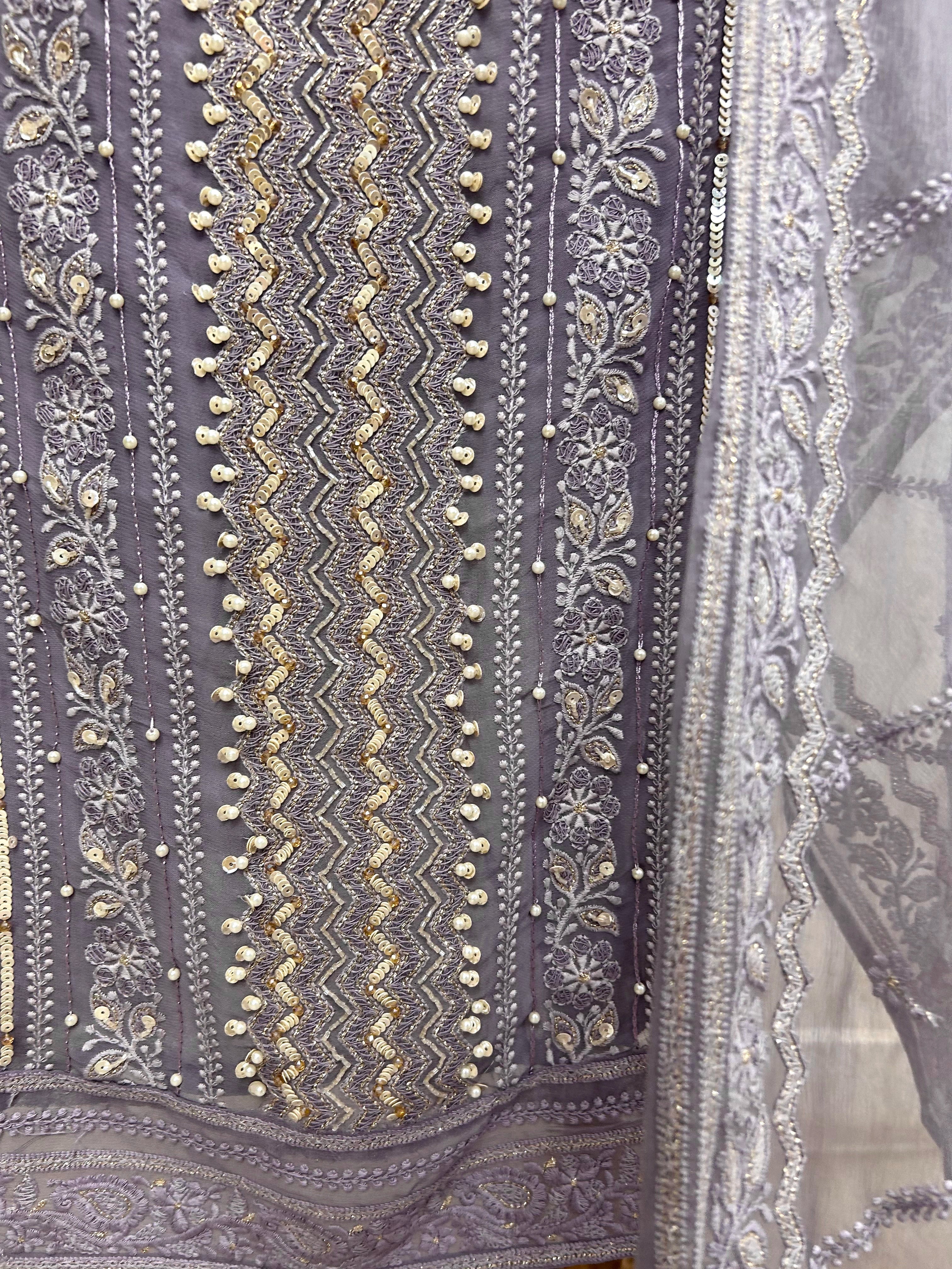 Lucknowi Chikankari On Georgette Unstitched Stitched