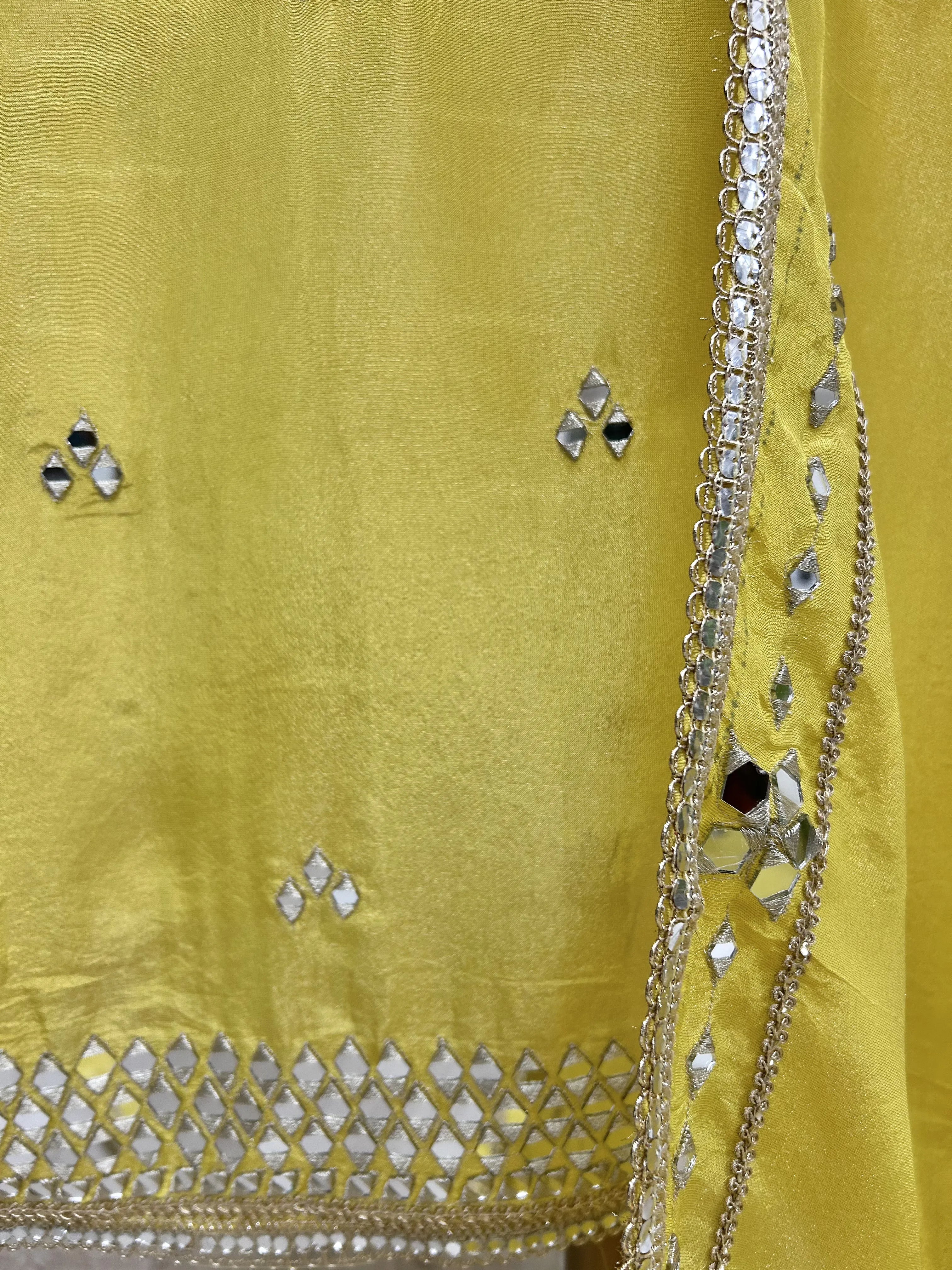 Tissue Unstitched Suit Set With Mirror Work