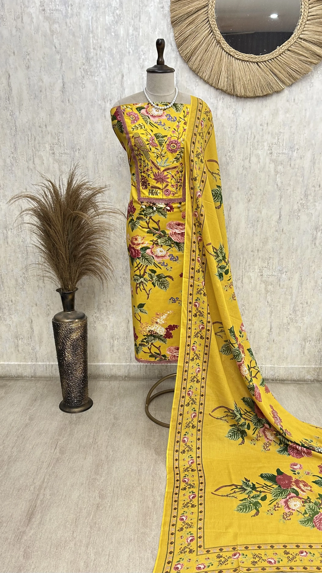 Pastel Blossom Charm Unstitched Suit