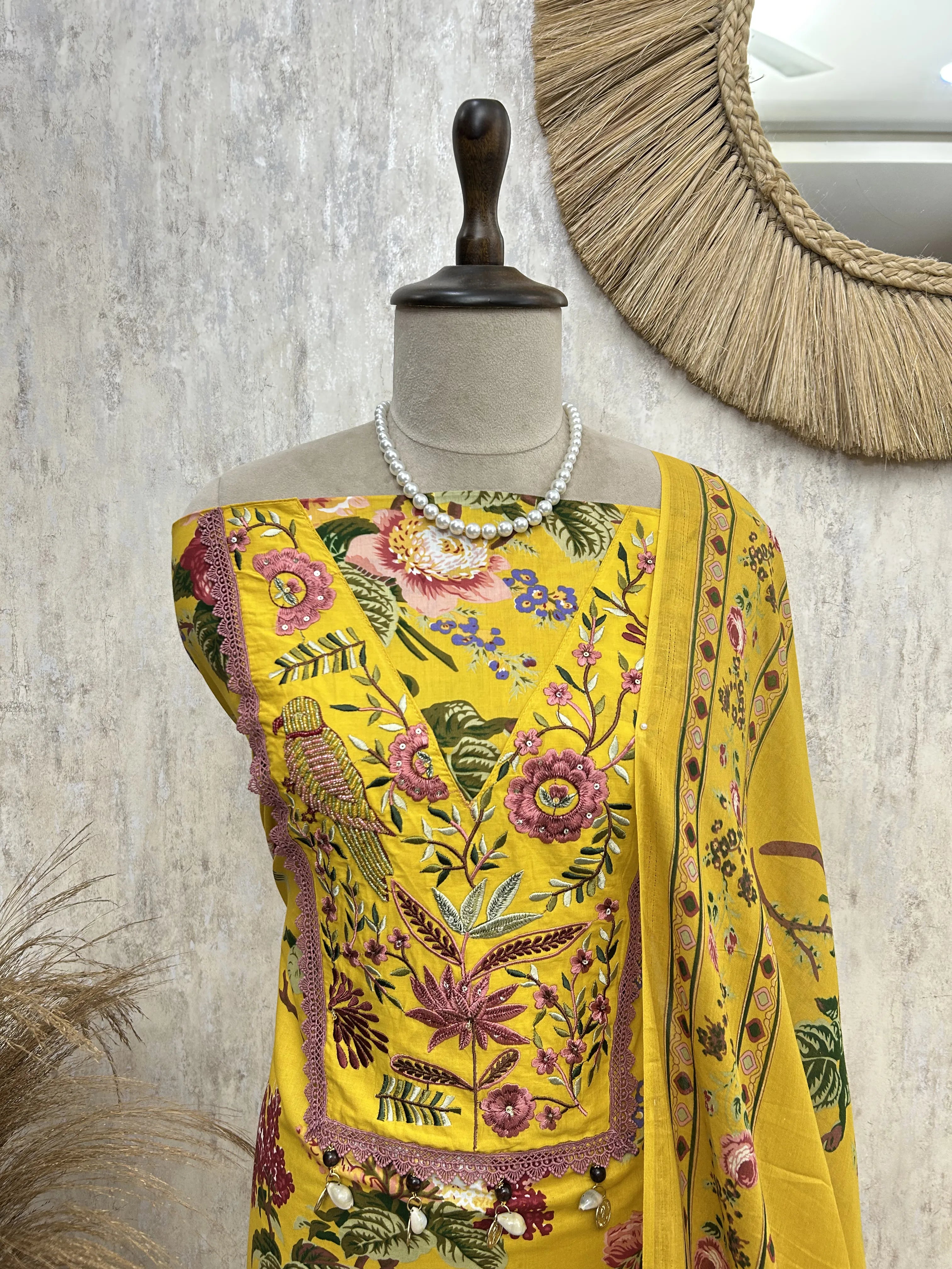 Pastel Blossom Charm Unstitched Suit