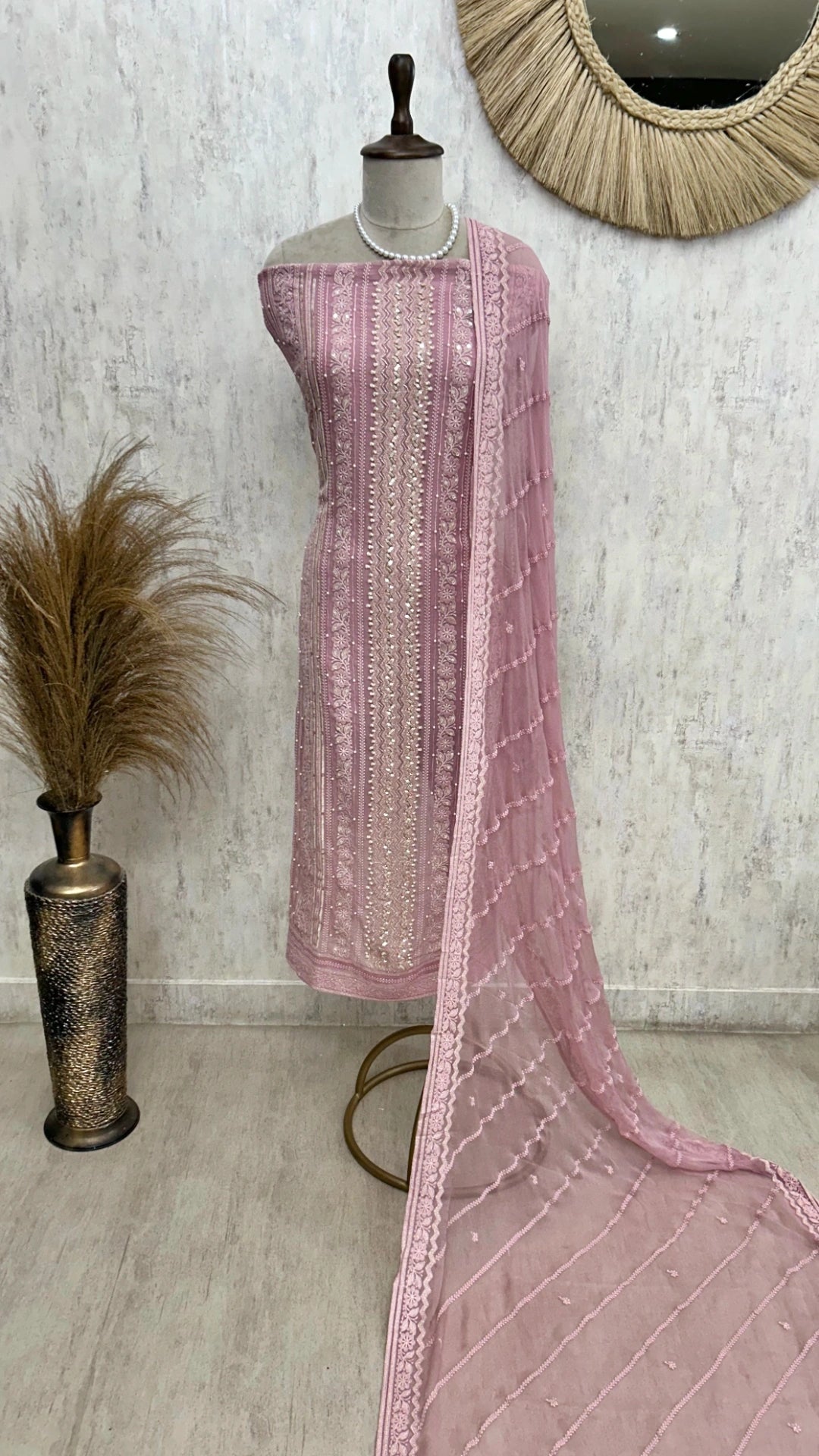 Lucknowi Chikankari On Georgette Unstitched Stitched